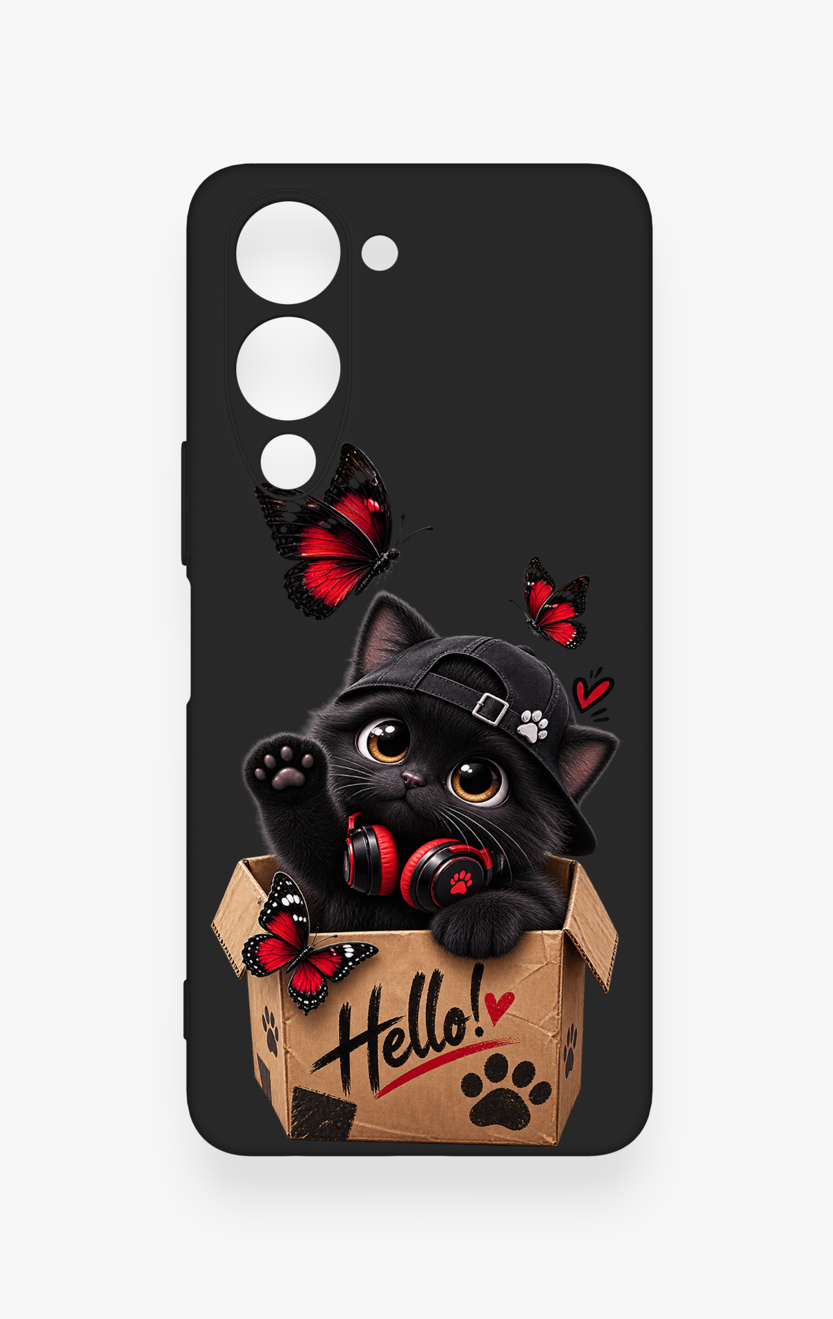 Vivo Y19 5G Uyumlu Hello Cat Desenli Silikon Kılıf