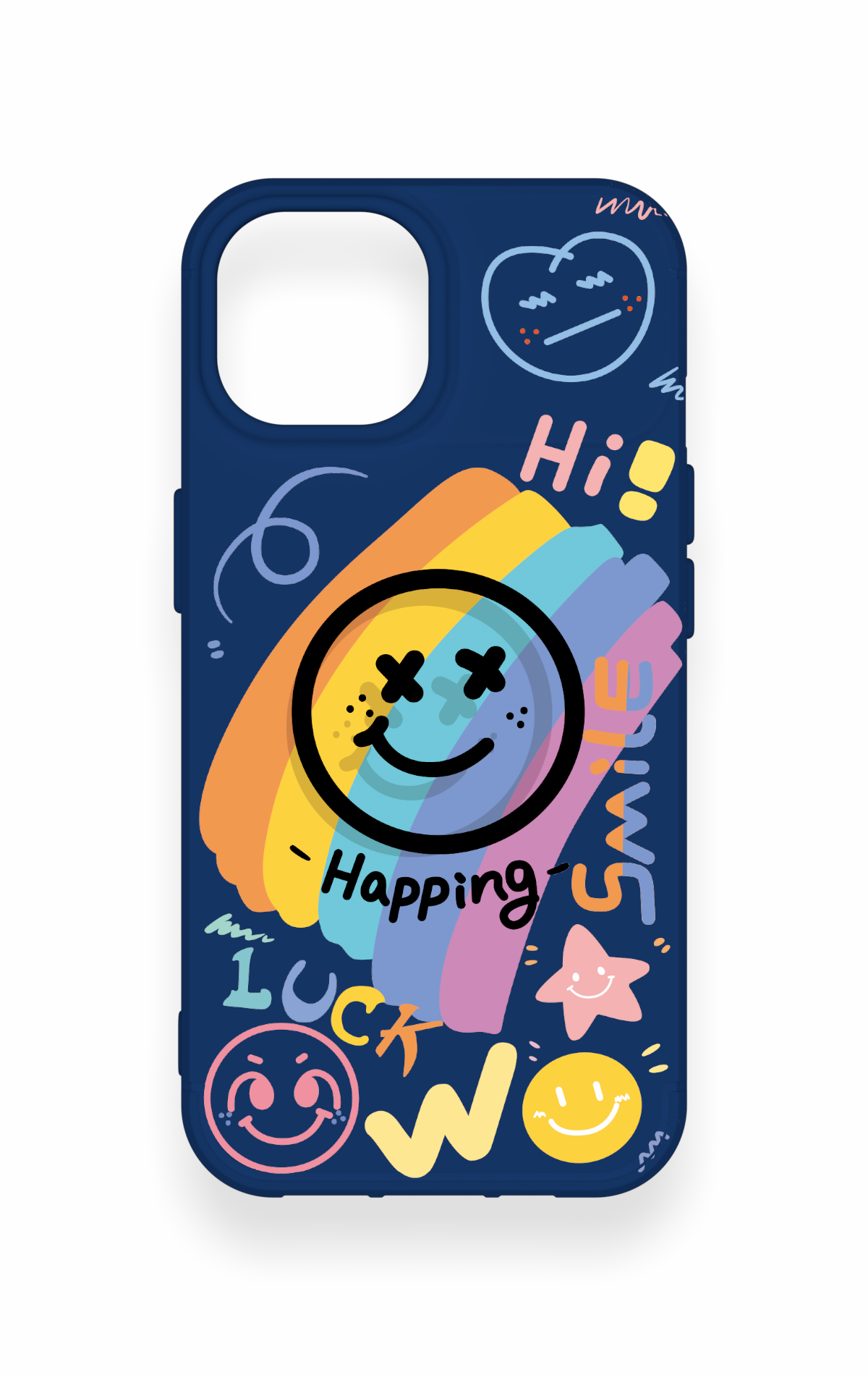 iPhone 15 Uyumlu Happing Smile Desenli Silikon Kılıf