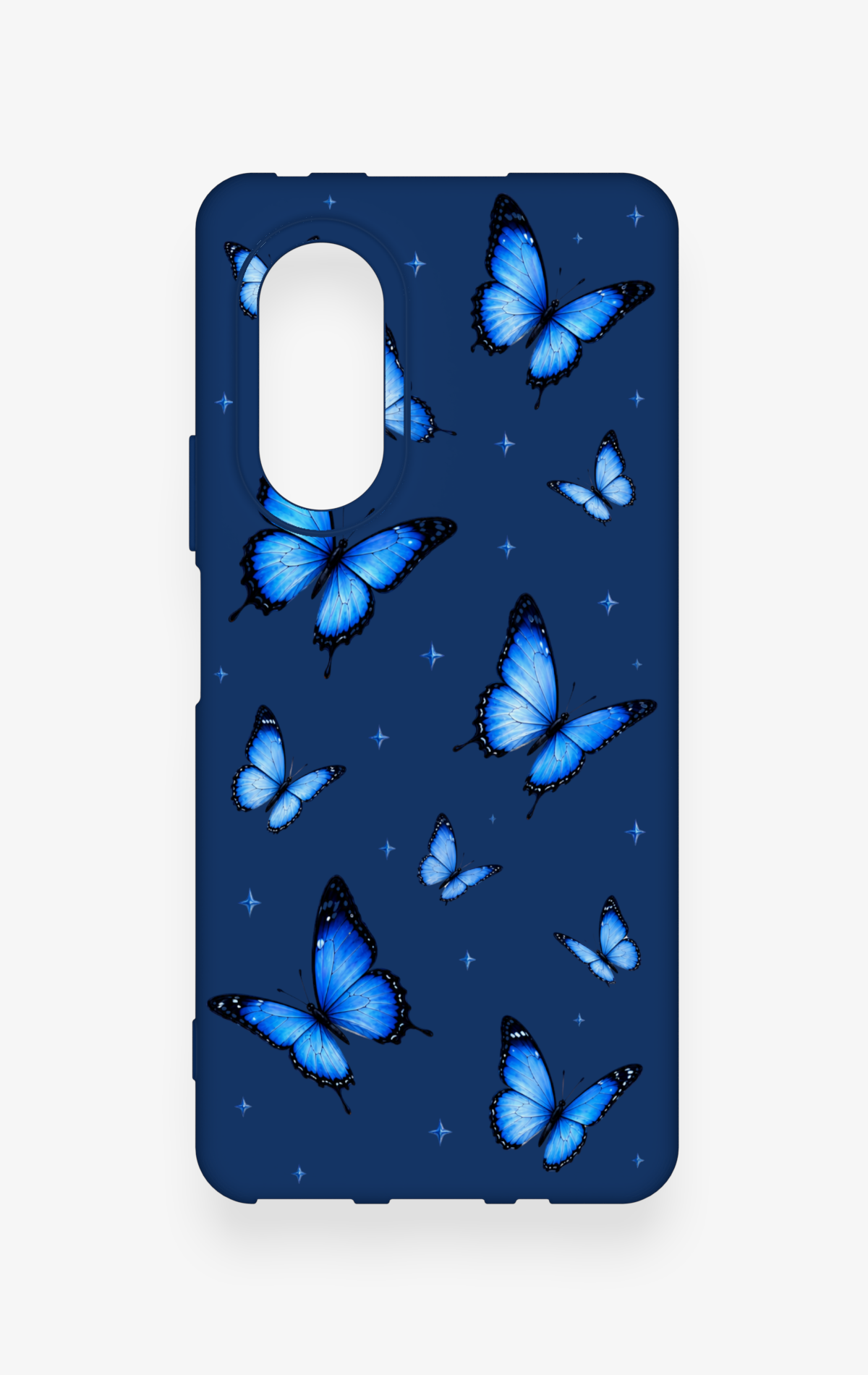 Huawei Nova 9Se Uyumlu Parlak Mavi Kelebek Desenli Silikon Kılıf