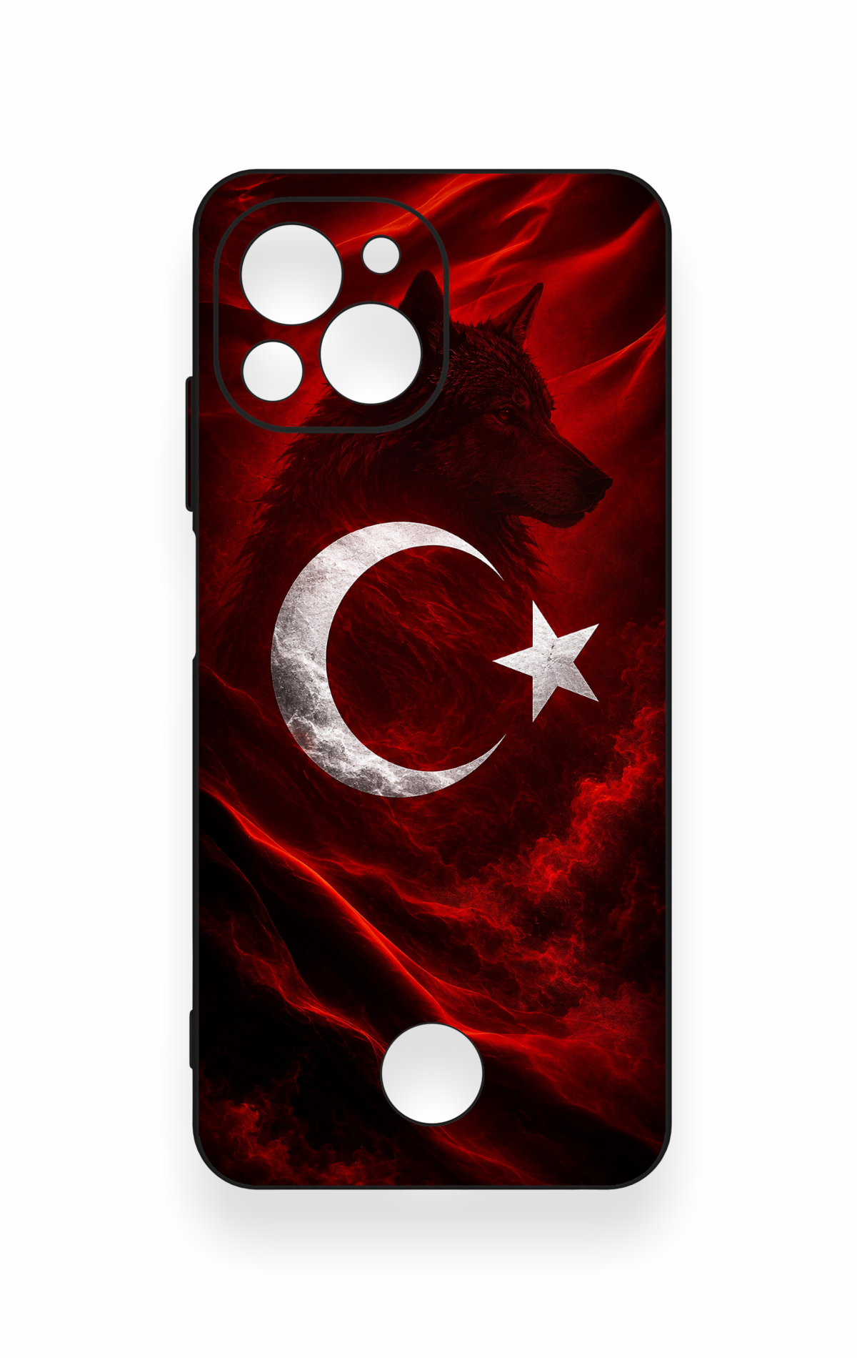 Reeder S23 Pro Max Uyumlu Kurt Türk Bayrağı Desenli Silikon Kılıf