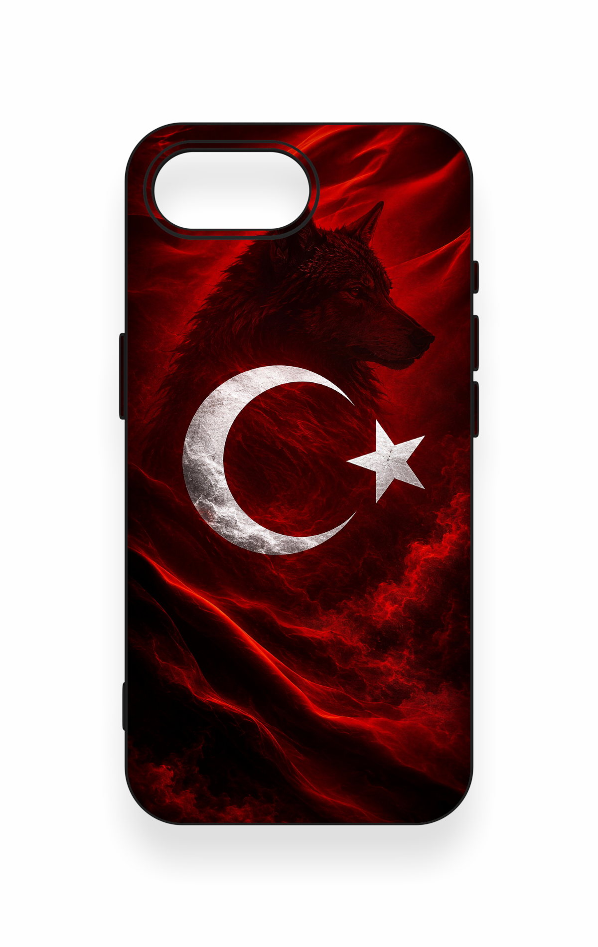 iPhone 16E Uyumlu Kurt Türk Bayrağı Desenli Silikon Kılıf