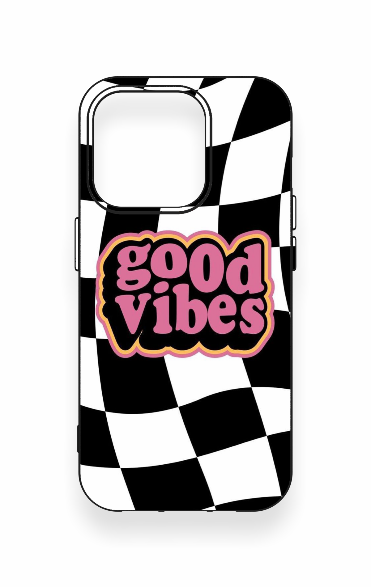 iPhone 15 Pro Uyumlu Black Good Vibes Desenli Silikon Kılıf