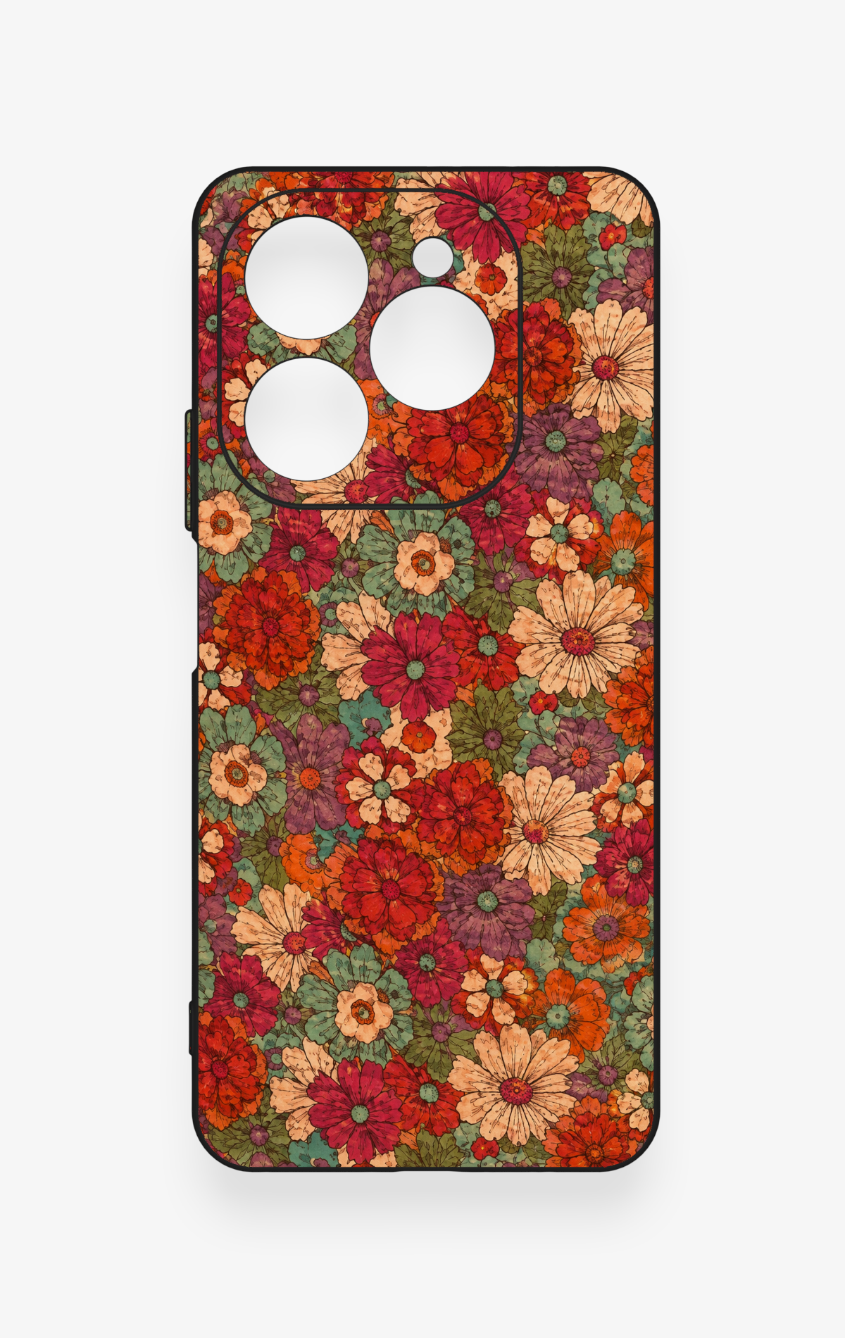 Tecno Spark 20 Pro Uyumlu Pastel Çiçek Bahçesi Desenli Silikon Kılıf