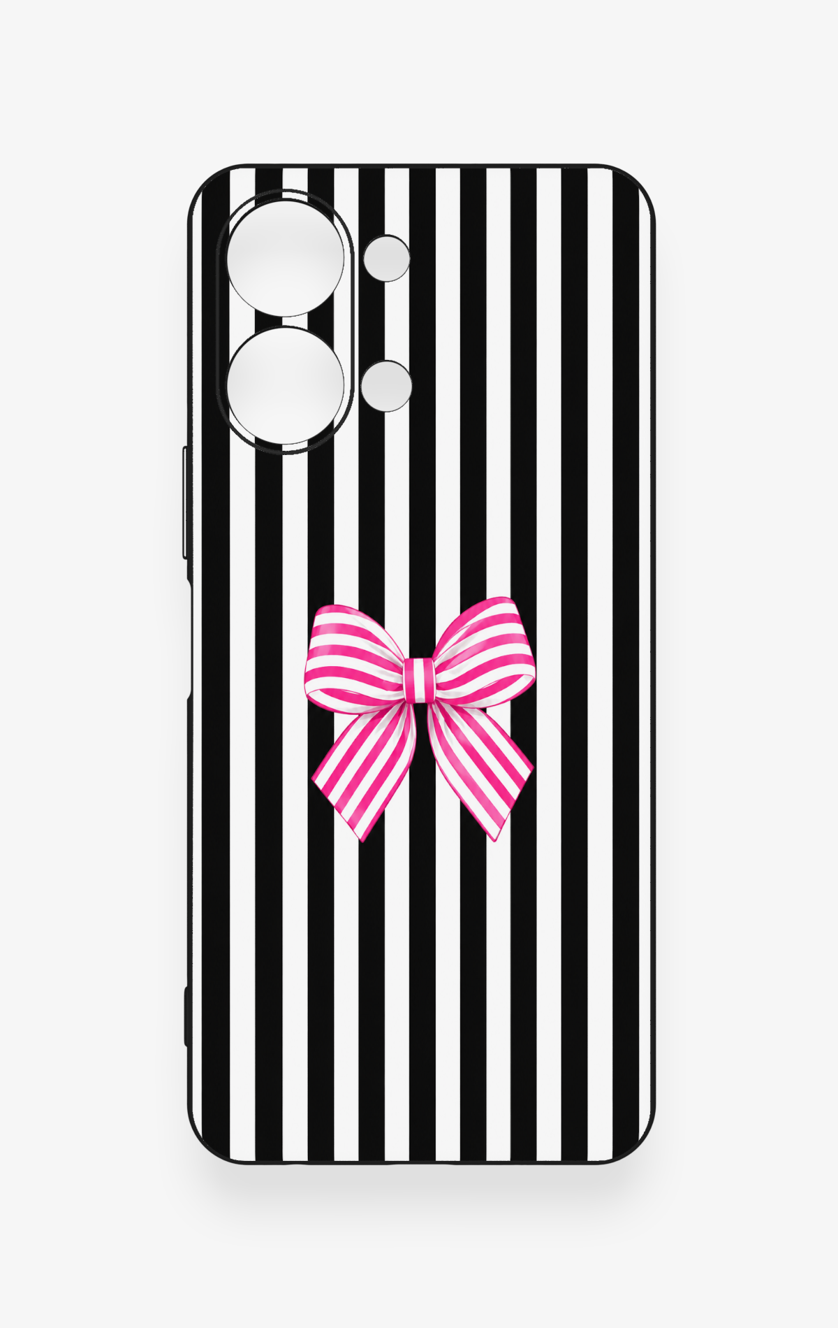 Vivo Y05 4G Uyumlu Pembe Beyaz Kurdele Desenli Silikon Kılıf