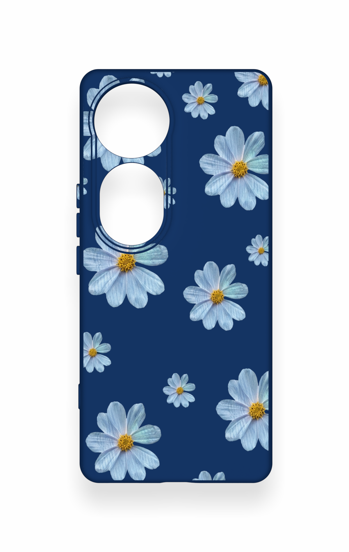 Vivo V40 Uyumlu Mavi Papatya Desenli Silikon Kılıf