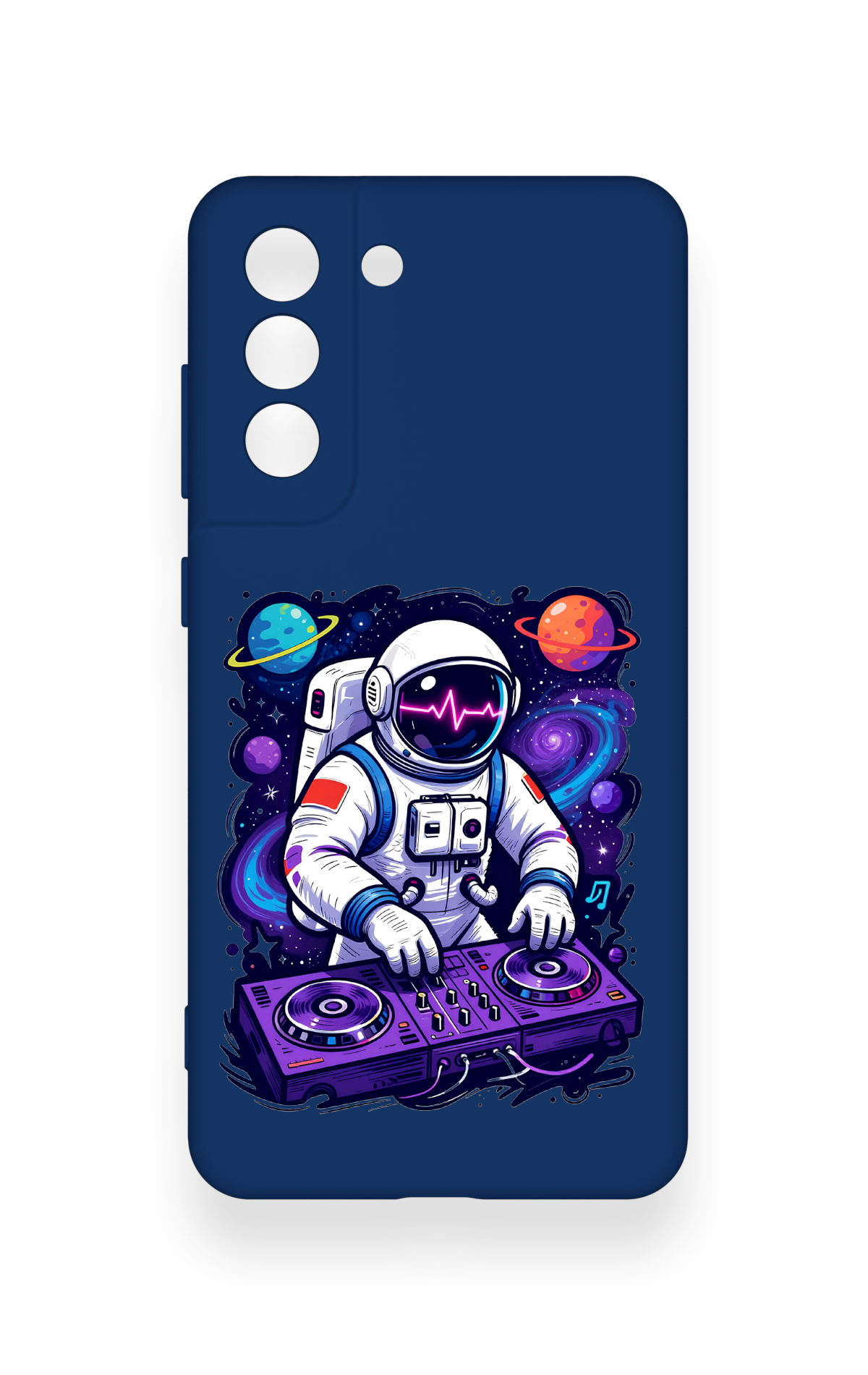 Samsung-S21FE Uyumlu Astronot DJ Desenli Silikon Kılıf