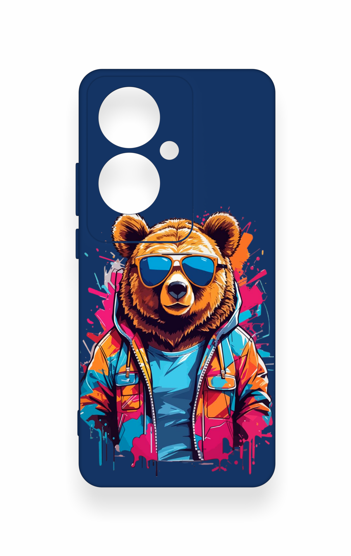 Oppo Reno 11F Uyumlu Gözlüklü Ayı Desenli Silikon Kılıf
