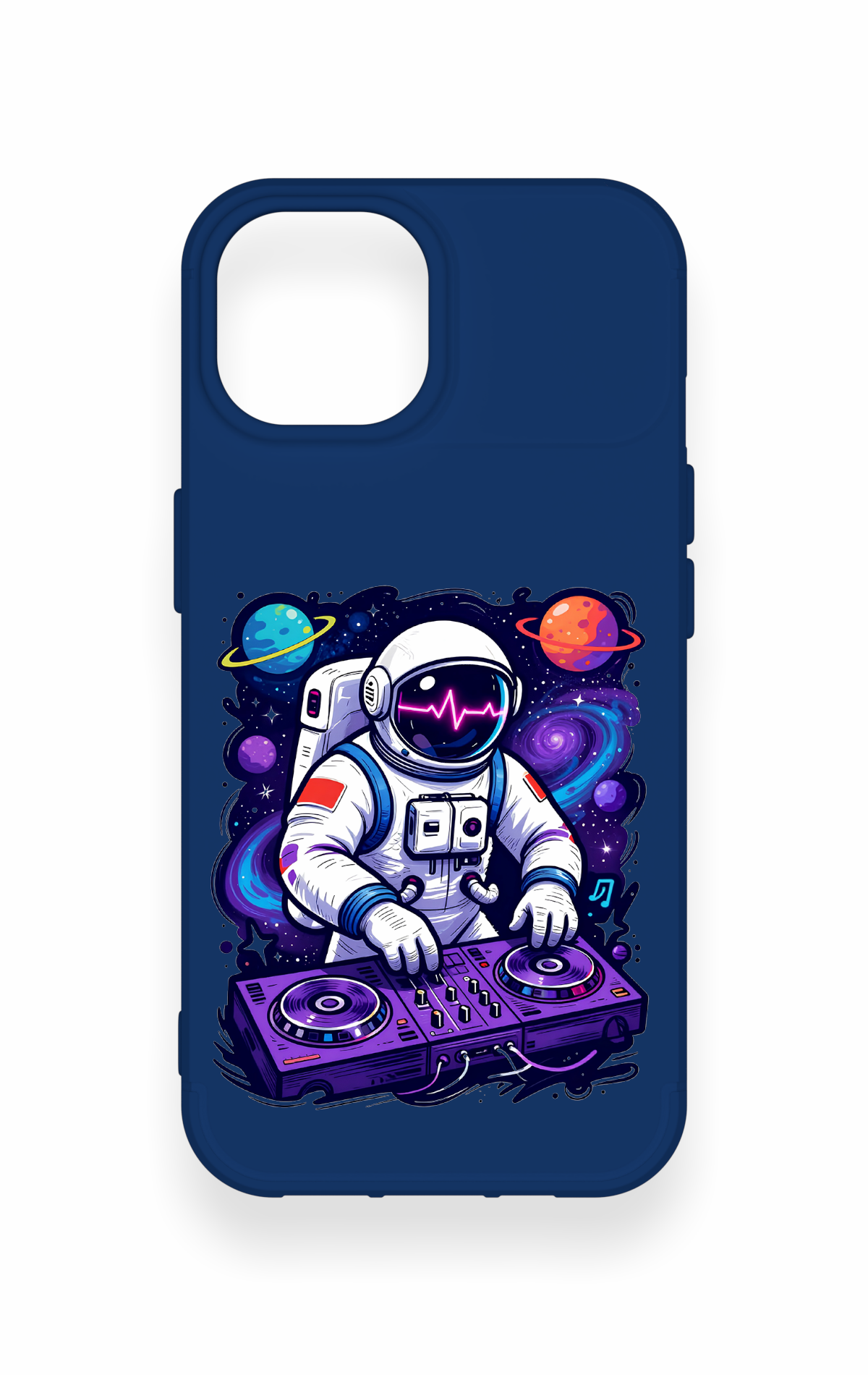 iPhone 15 Uyumlu Astronot DJ Desenli Silikon Kılıf