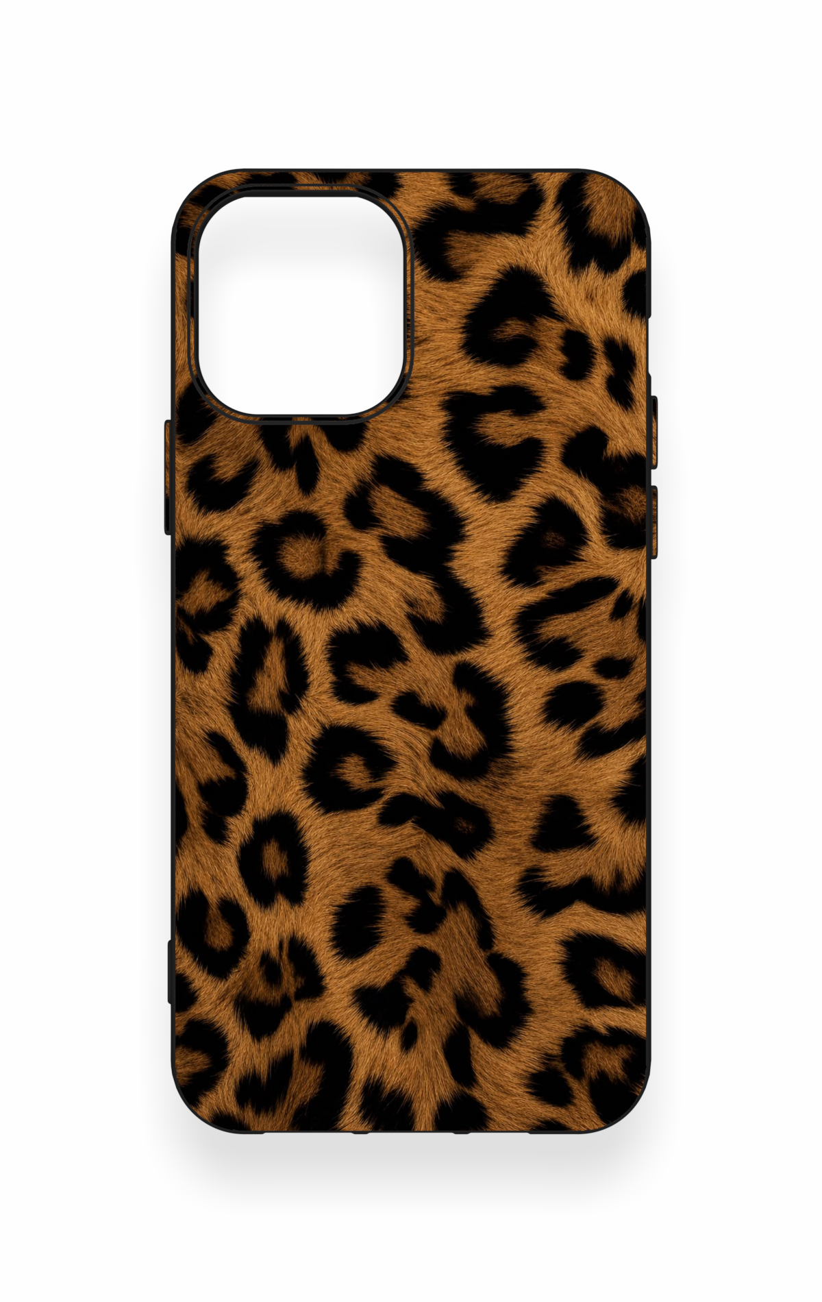 iPhone 12-12PRO Uyumlu Koyu Leopar Deri Desenli Silikon Kılıf