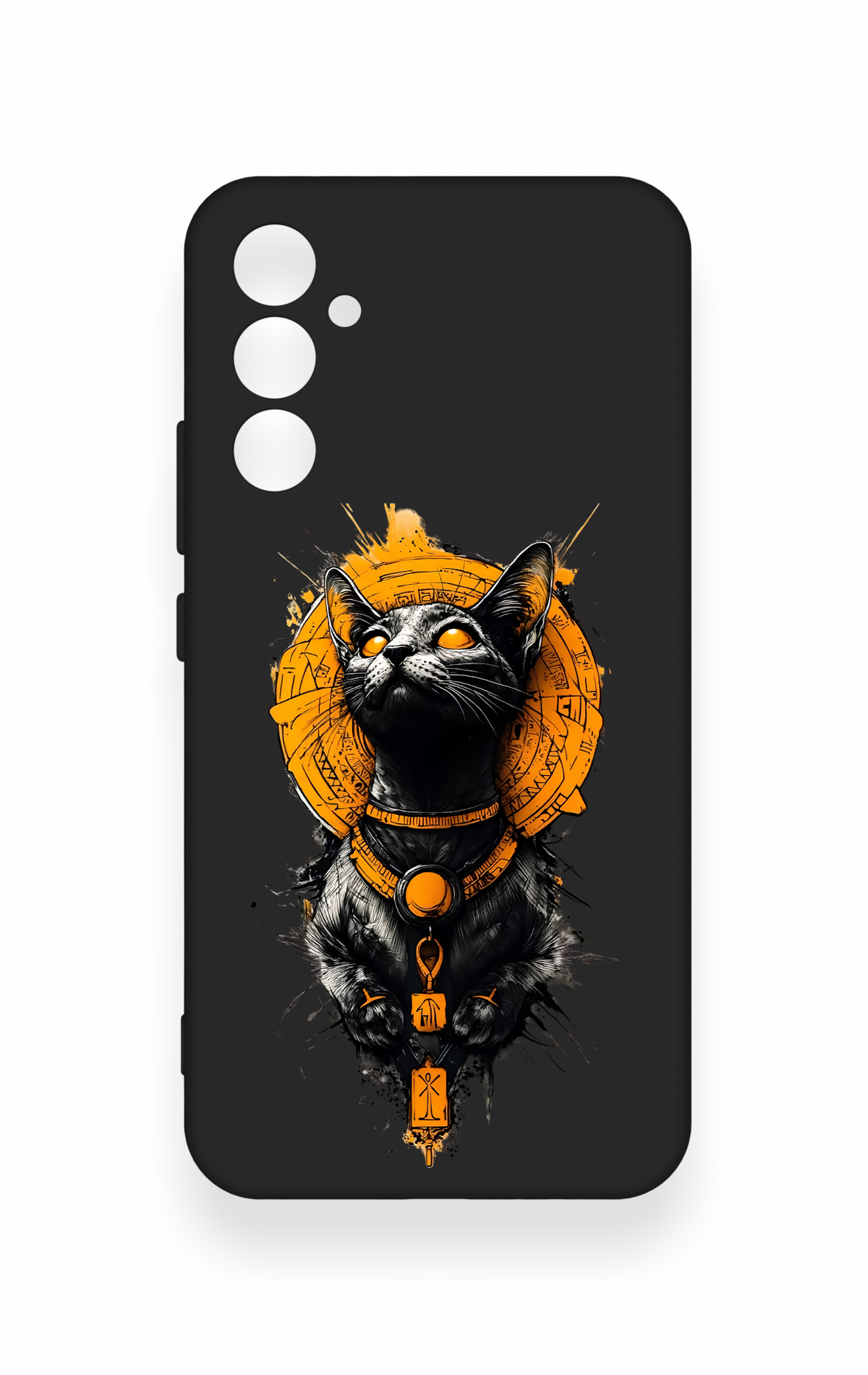 Samsung A34 Uyumlu Mısırlı Kedi Tanrısı Desenli Silikon Kılıf