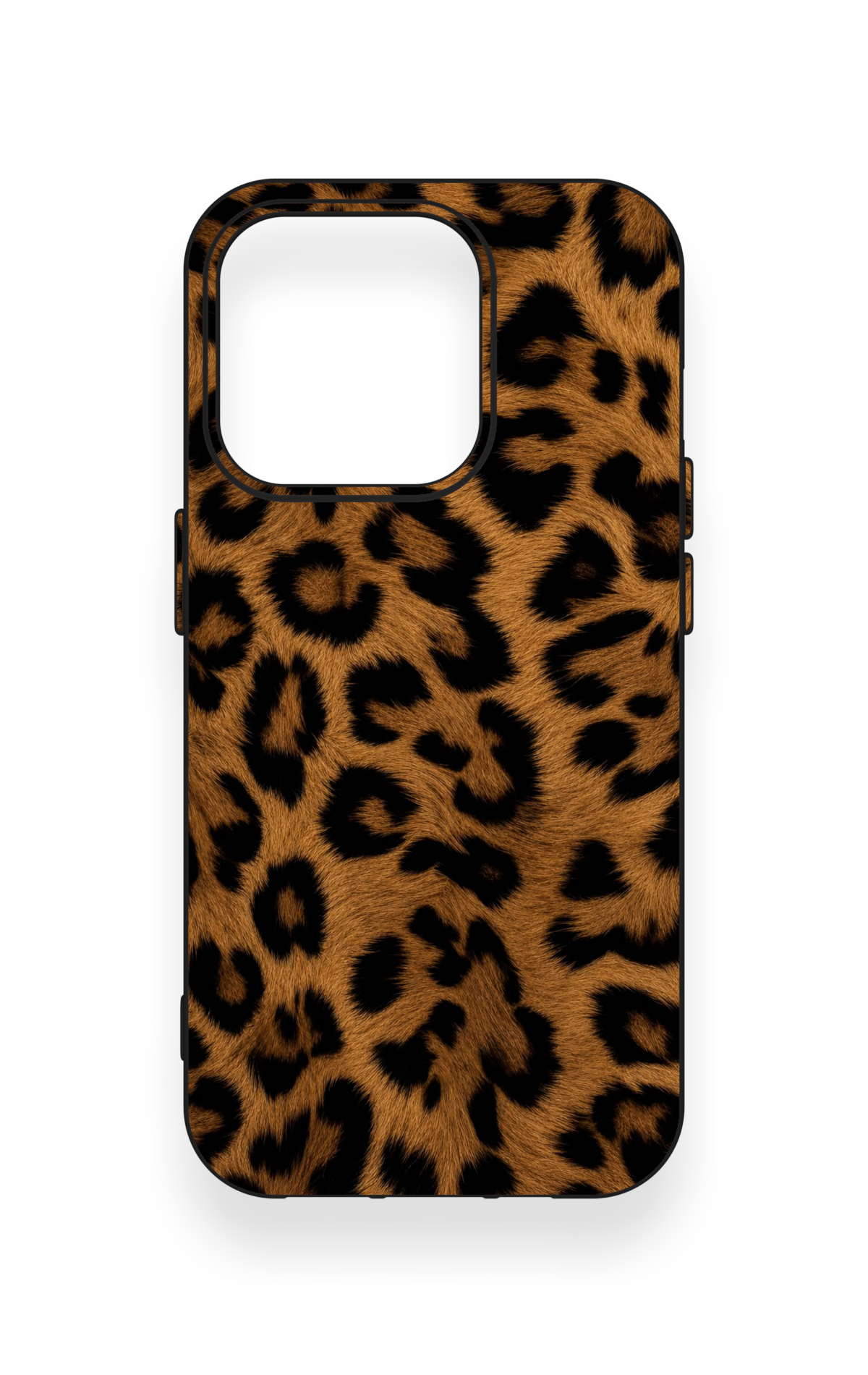 iPhone 15 Pro Uyumlu Koyu Leopar Deri Desenli Silikon Kılıf