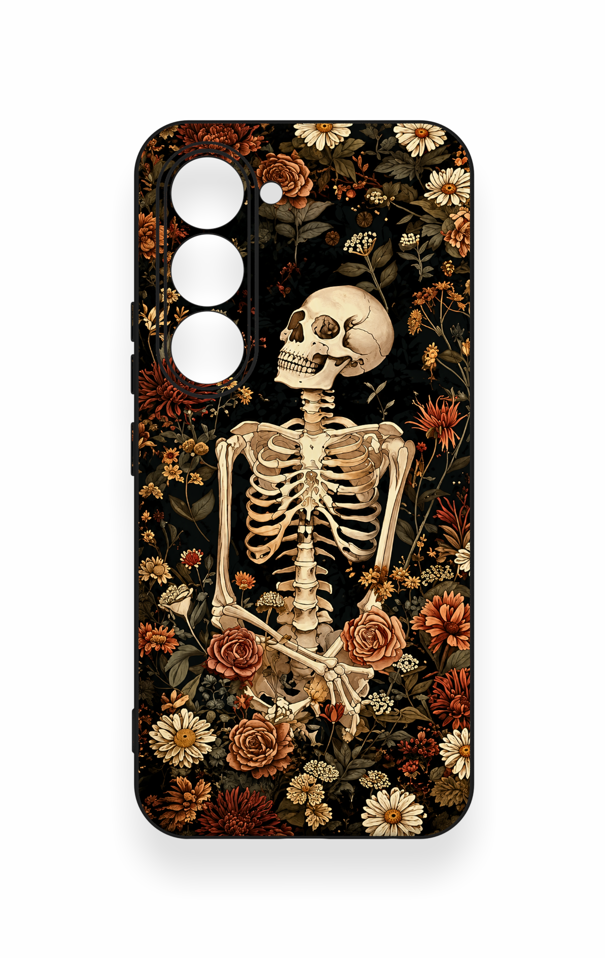 Tecno Spark 40 Pro Uyumlu Çiçek İskelet Desenli Silikon Kılıf