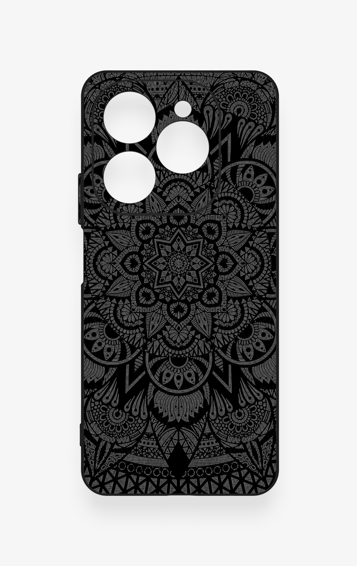 Tecno Spark 20 Pro Uyumlu Siyah Beyaz Mandala Desenli Silikon Kılıf