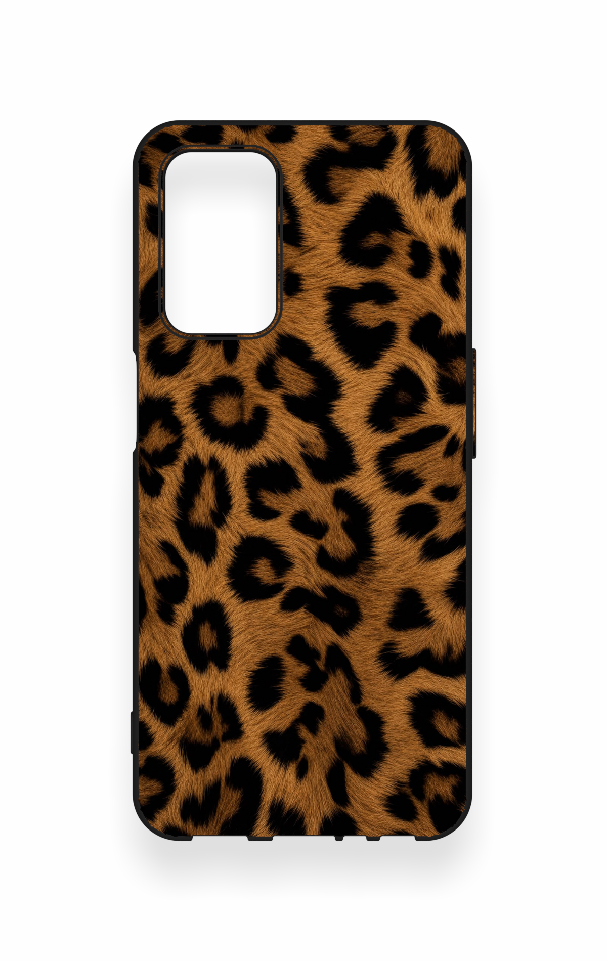 Oppo A55 Uyumlu Koyu Leopar Deri Desenli Silikon Kılıf