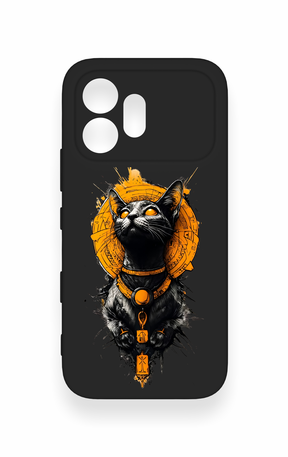Honor 600 Uyumlu Mısırlı Kedi Tanrısı Desenli Silikon Kılıf