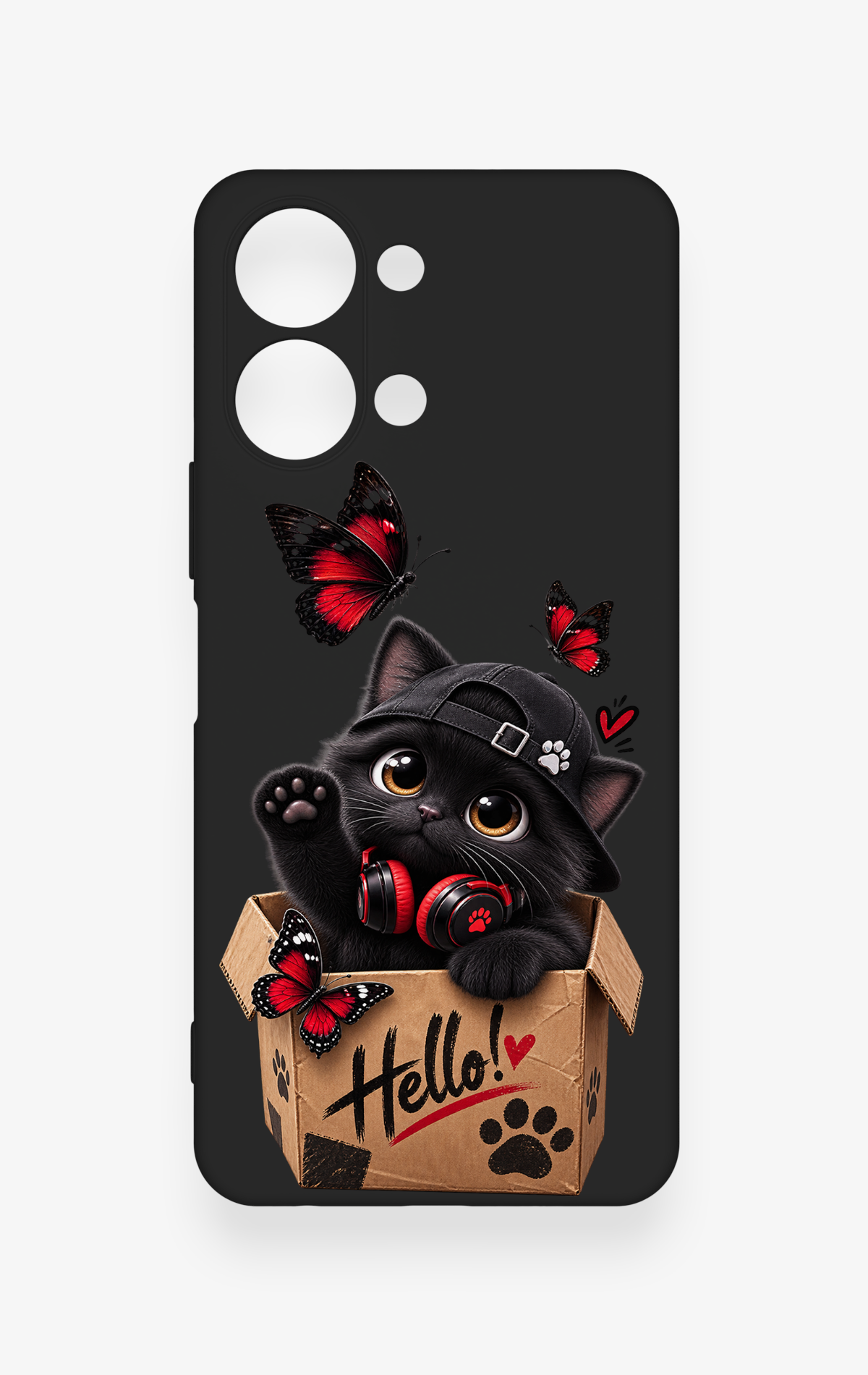 Vivo Y05 4G Uyumlu Hello Cat Desenli Silikon Kılıf
