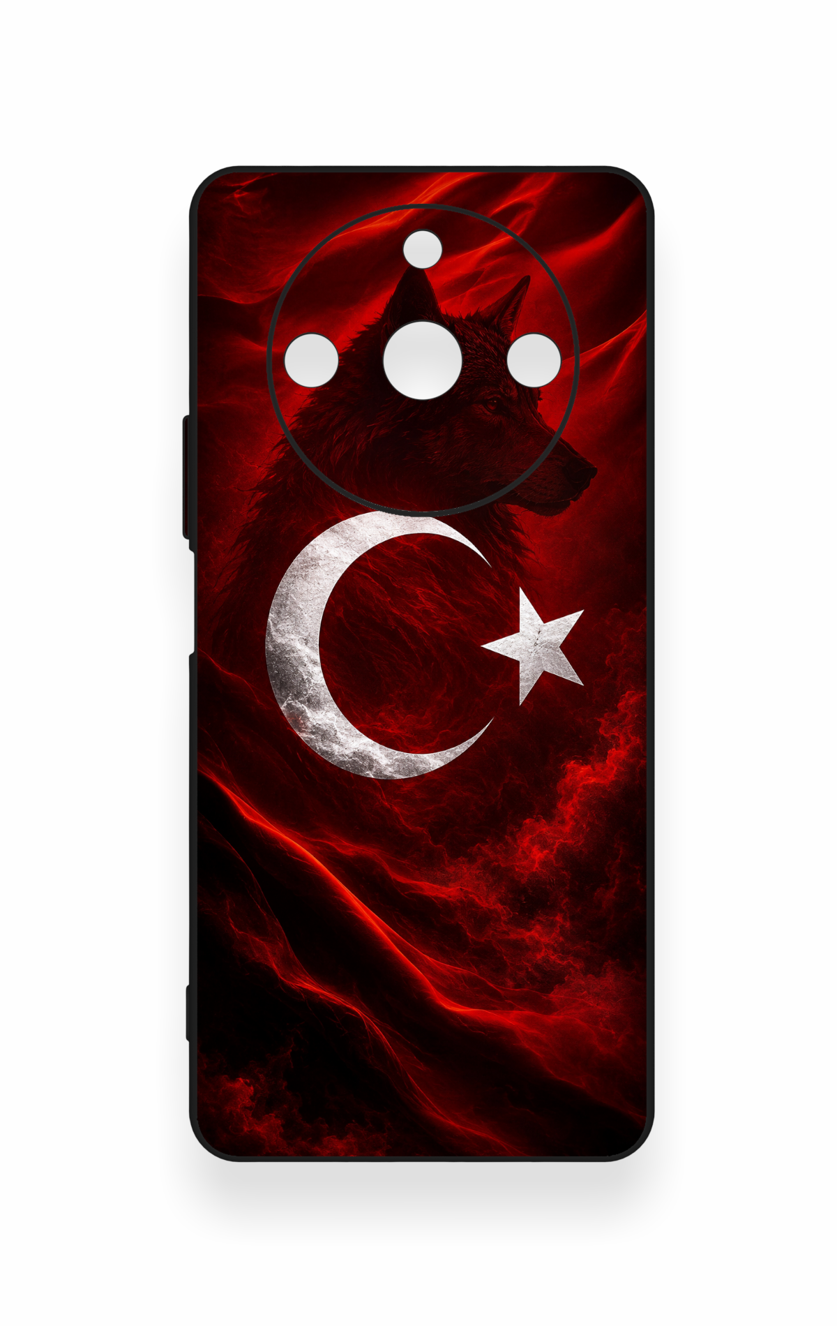 Realme 11 Pro Uyumlu Kurt Türk Bayrağı Desenli Silikon Kılıf
