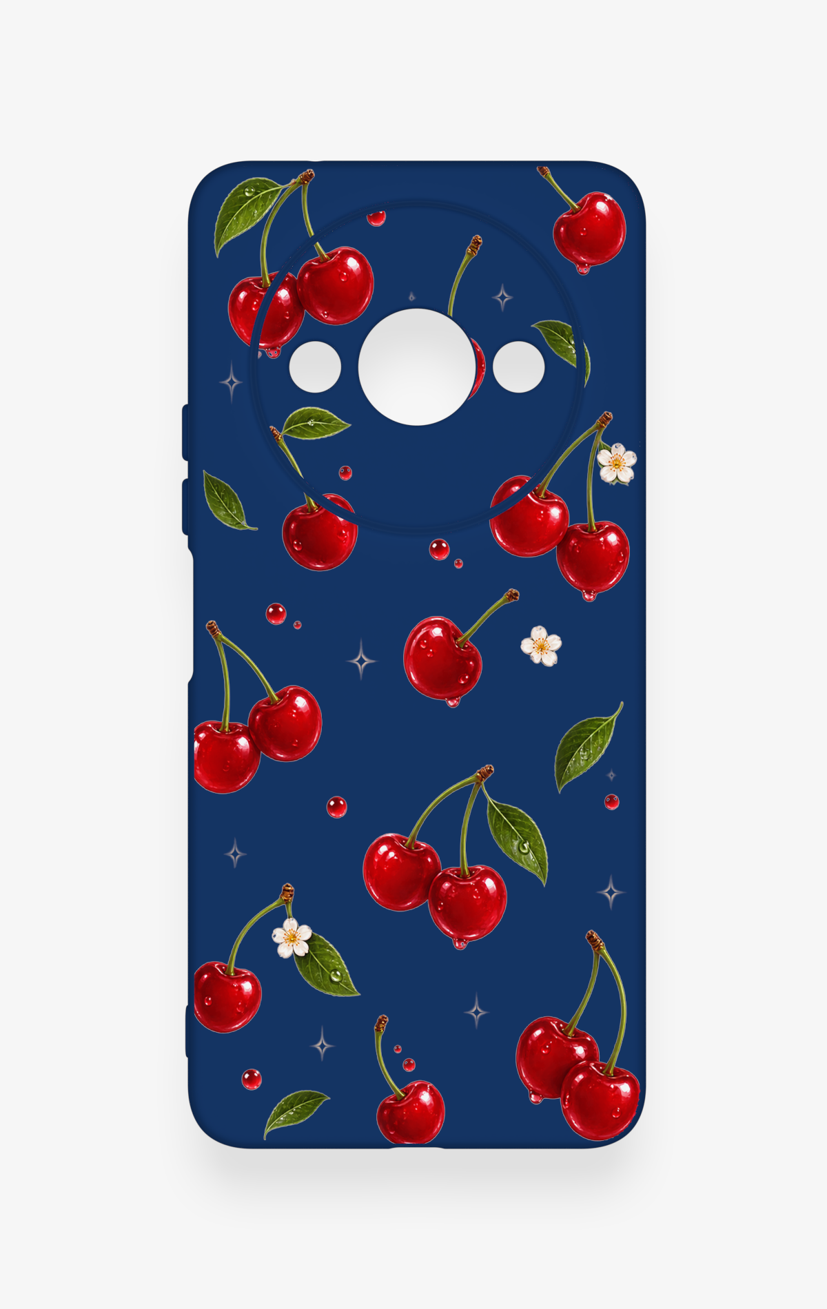 Redmi A3 Uyumlu Kiraz Papatya Desenli Silikon Kılıf