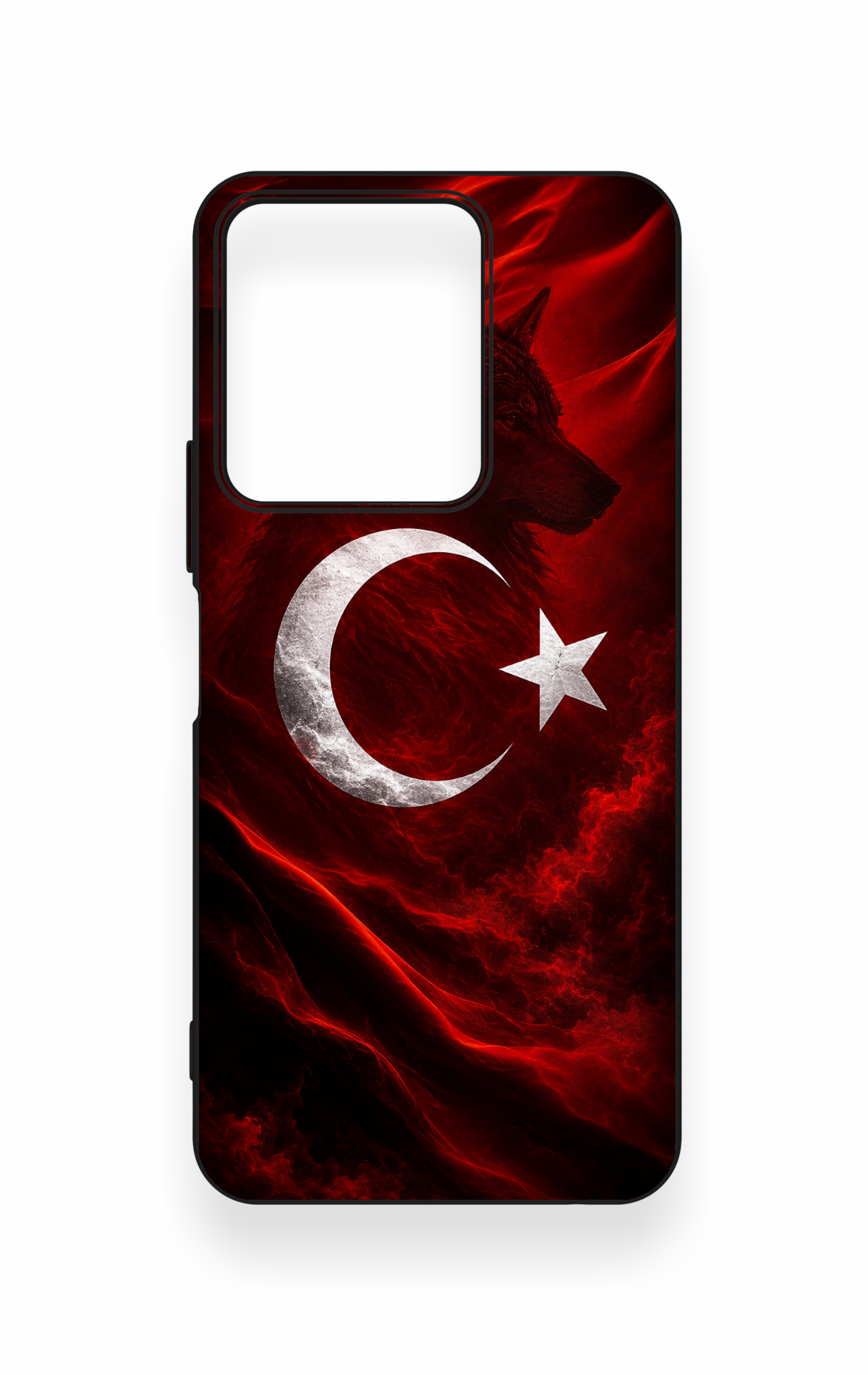Vivo Y35 Uyumlu Kurt Türk Bayrağı Desenli Silikon Kılıf