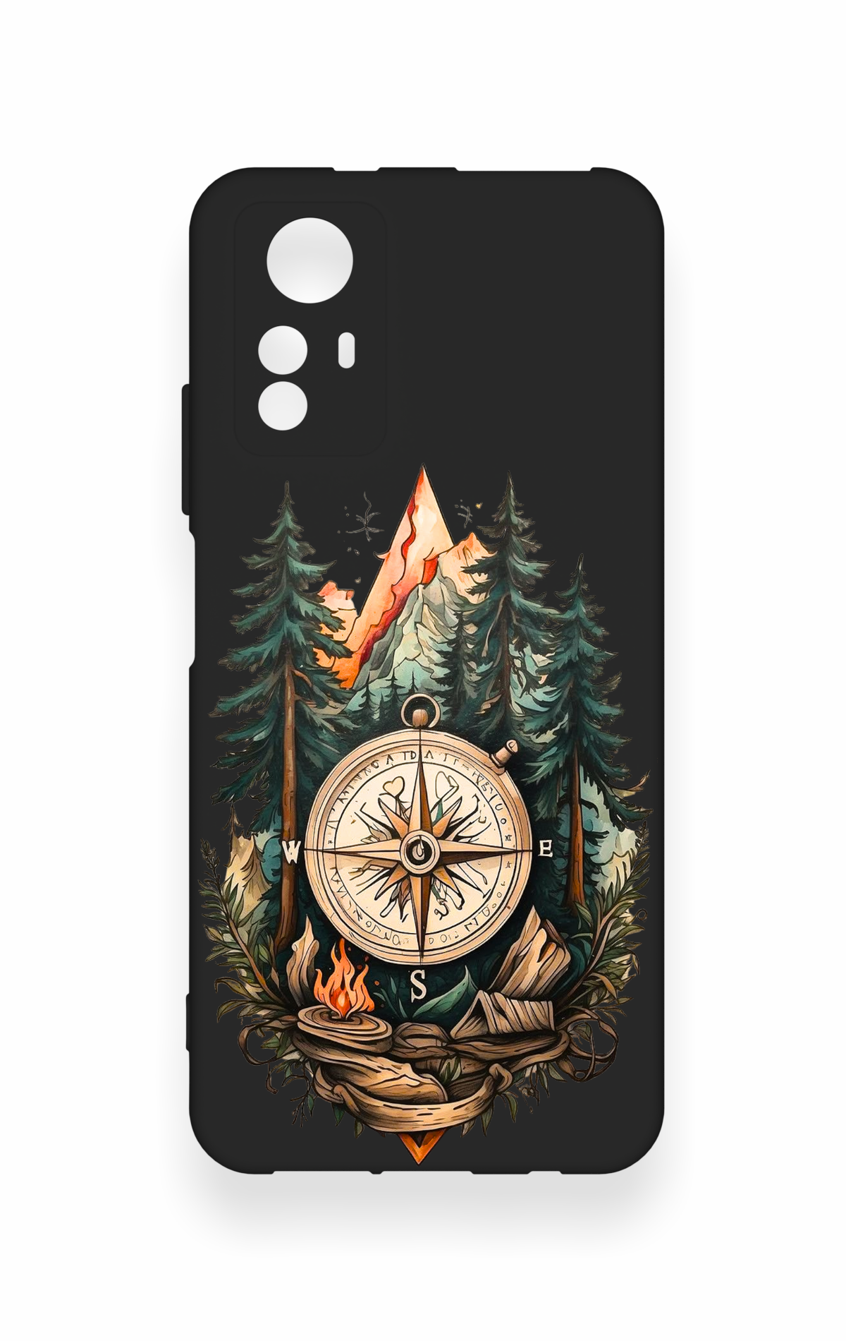 Redmi Note 12S Uyumlu Pusula Orman Desenli Silikon Kılıf