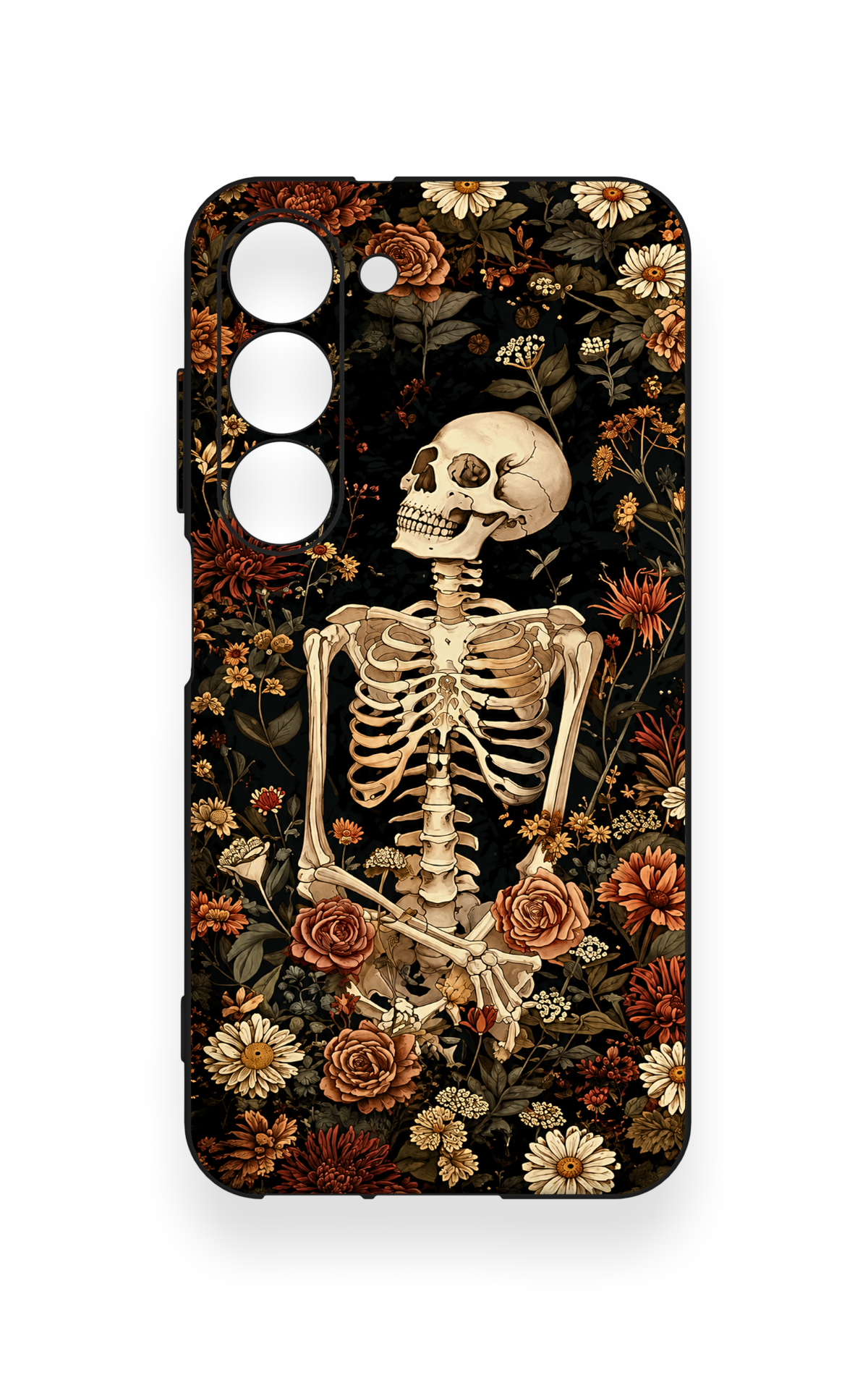 Samsung S23 Uyumlu Çiçek İskelet Desenli Silikon Kılıf