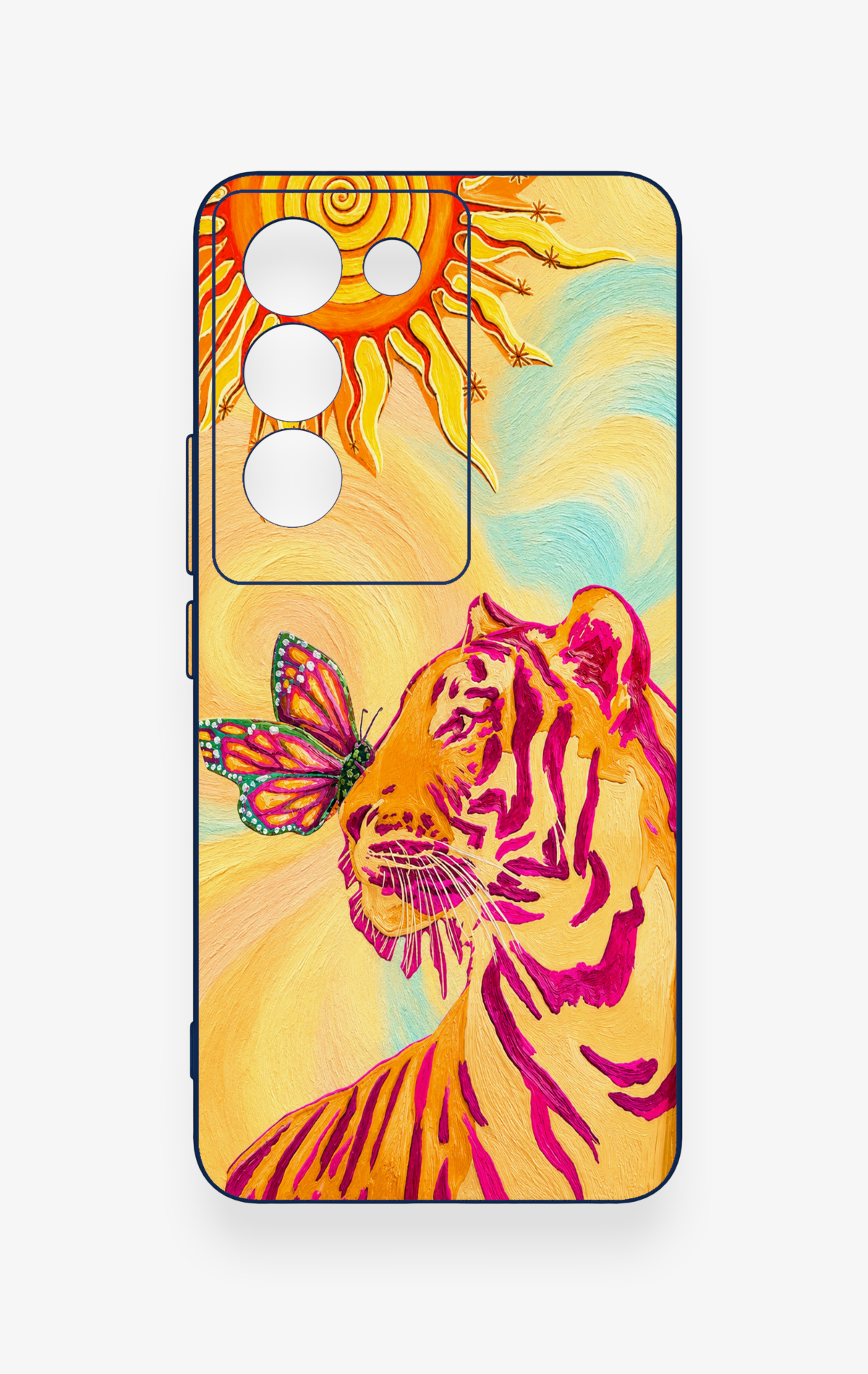 Vivo V30 Lite Uyumlu Güneşin Kaplanı Desenli Silikon Kılıf