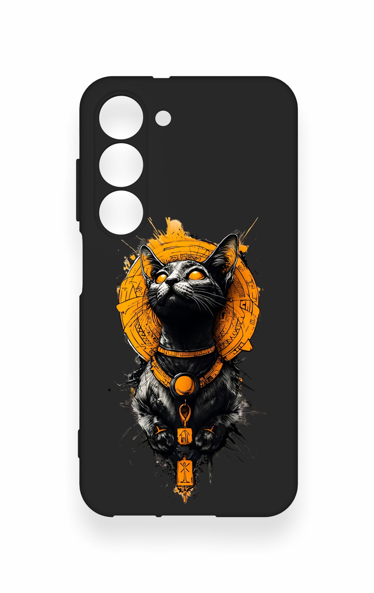 Samsung S23 Uyumlu Mısırlı Kedi Tanrısı Desenli Silikon Kılıf