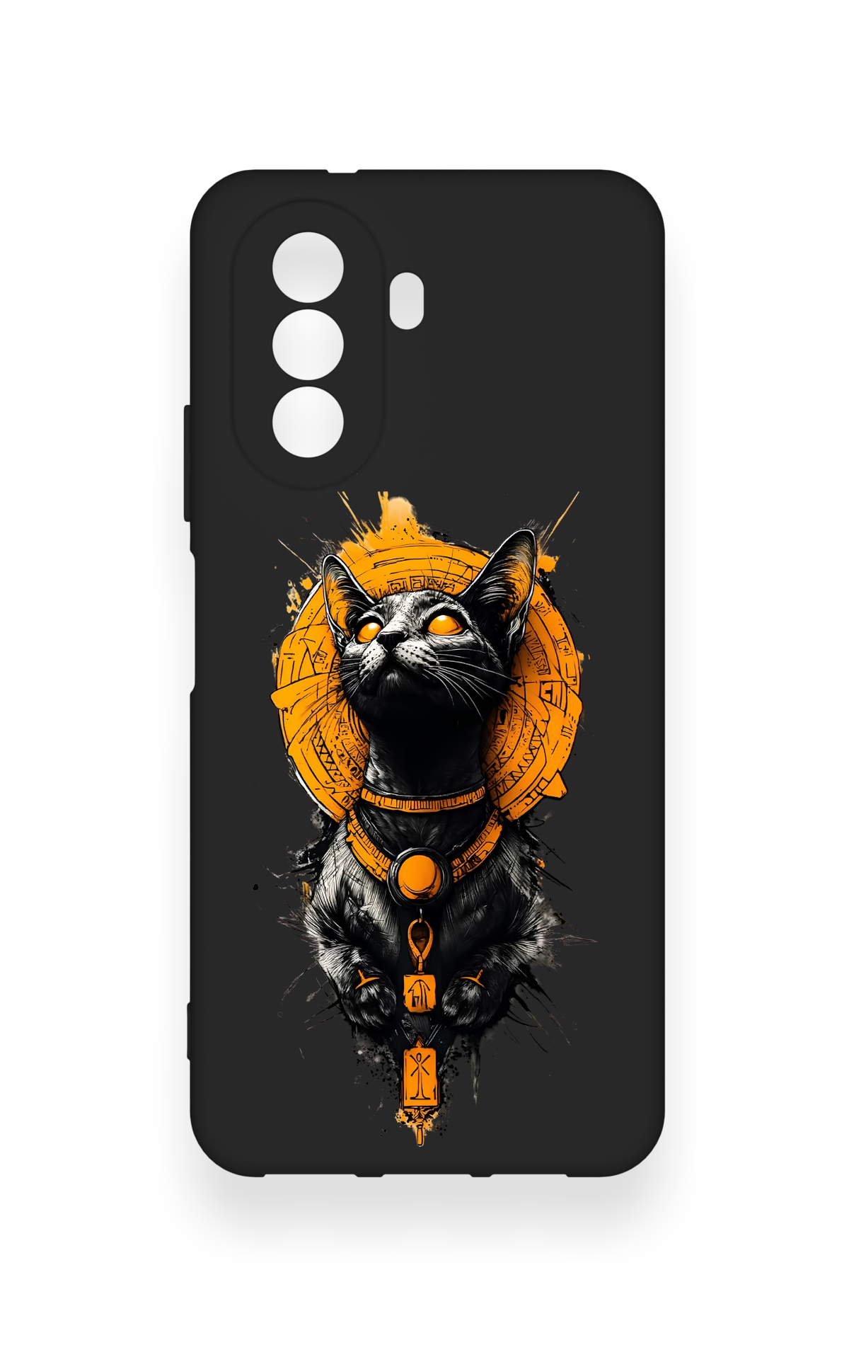 Huawei Nova Y70 Uyumlu Mısırlı Kedi Tanrısı Desenli Silikon Kılıf