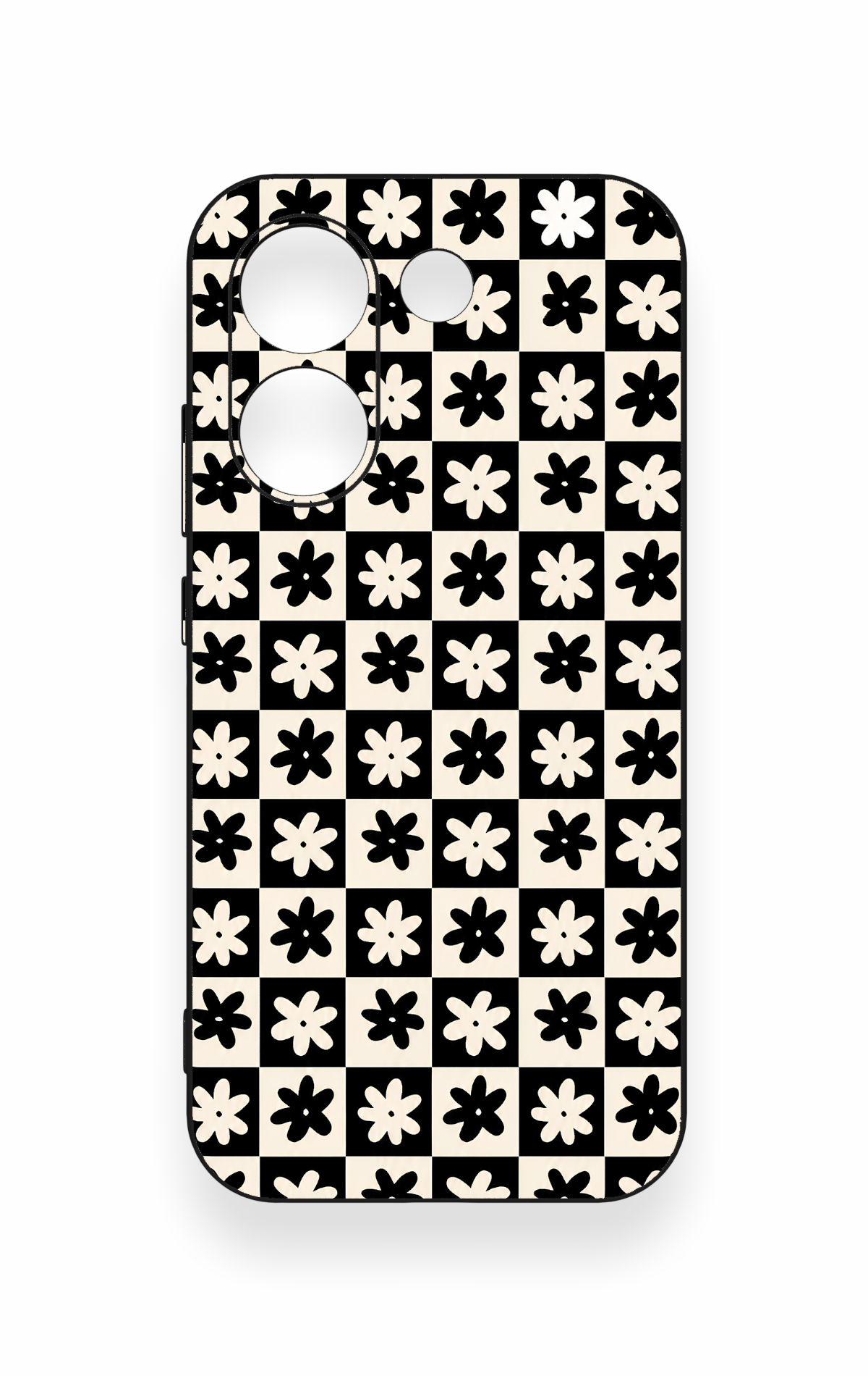 Poco X8 Pro Uyumlu Çiçek Motifli Dama Desenli Silikon Kılıf