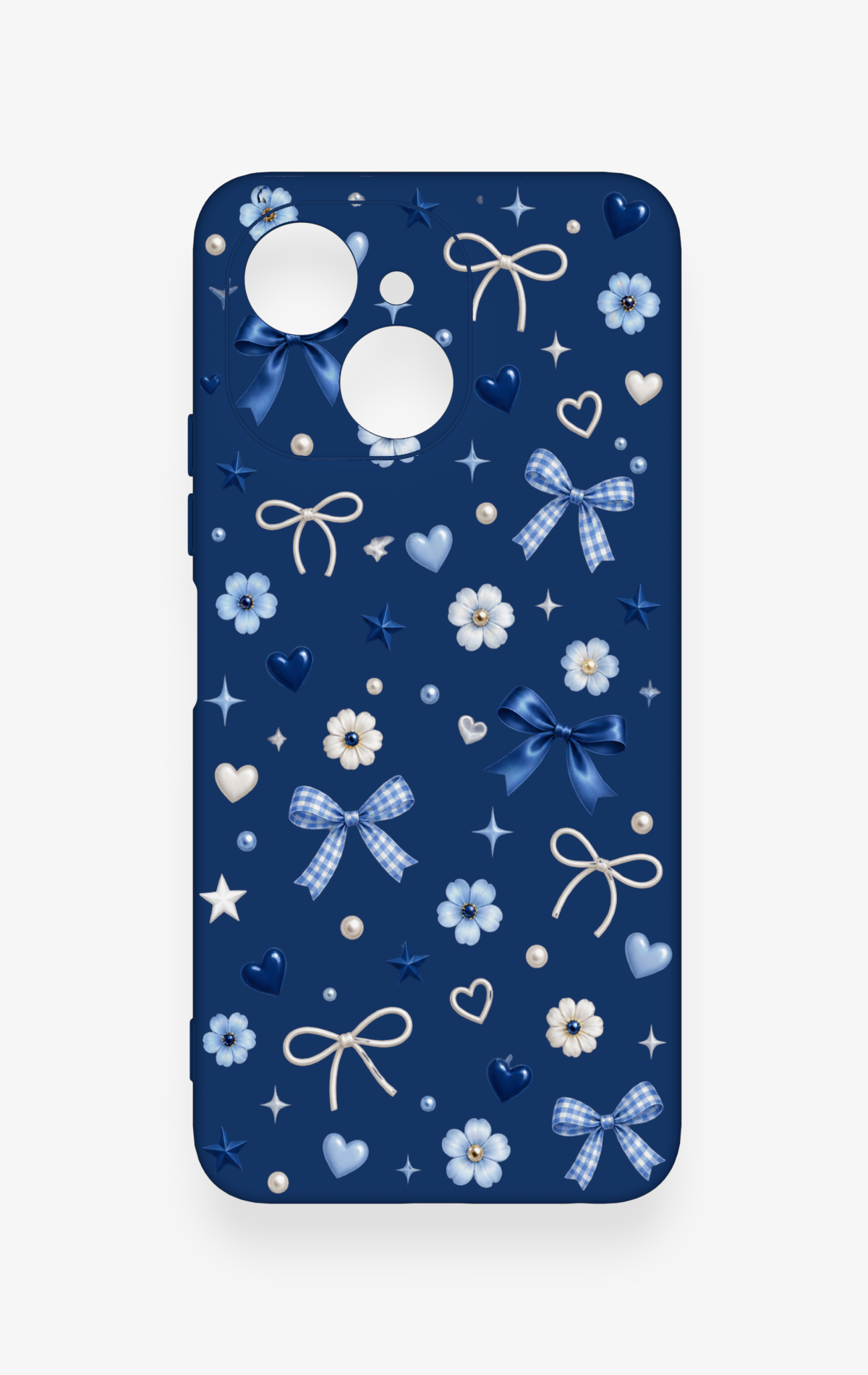 Tecno Spark 40C Uyumlu Mavi Papatya Fiyonk Desenli Silikon Kılıf