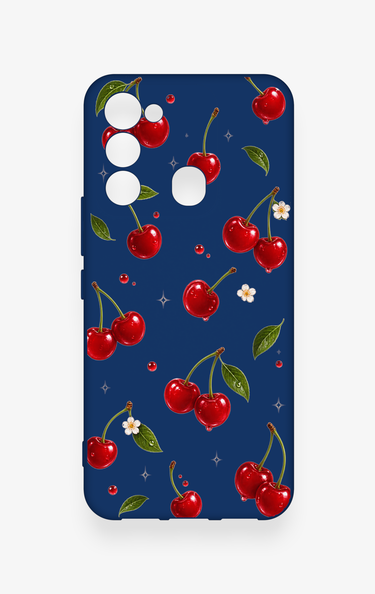 Tecno Spark 8C Uyumlu Kiraz Papatya Desenli Silikon Kılıf