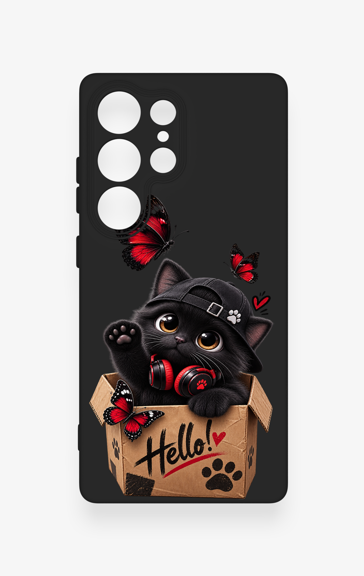 Samsung S25 Ultra Uyumlu Hello Cat Desenli Silikon Kılıf