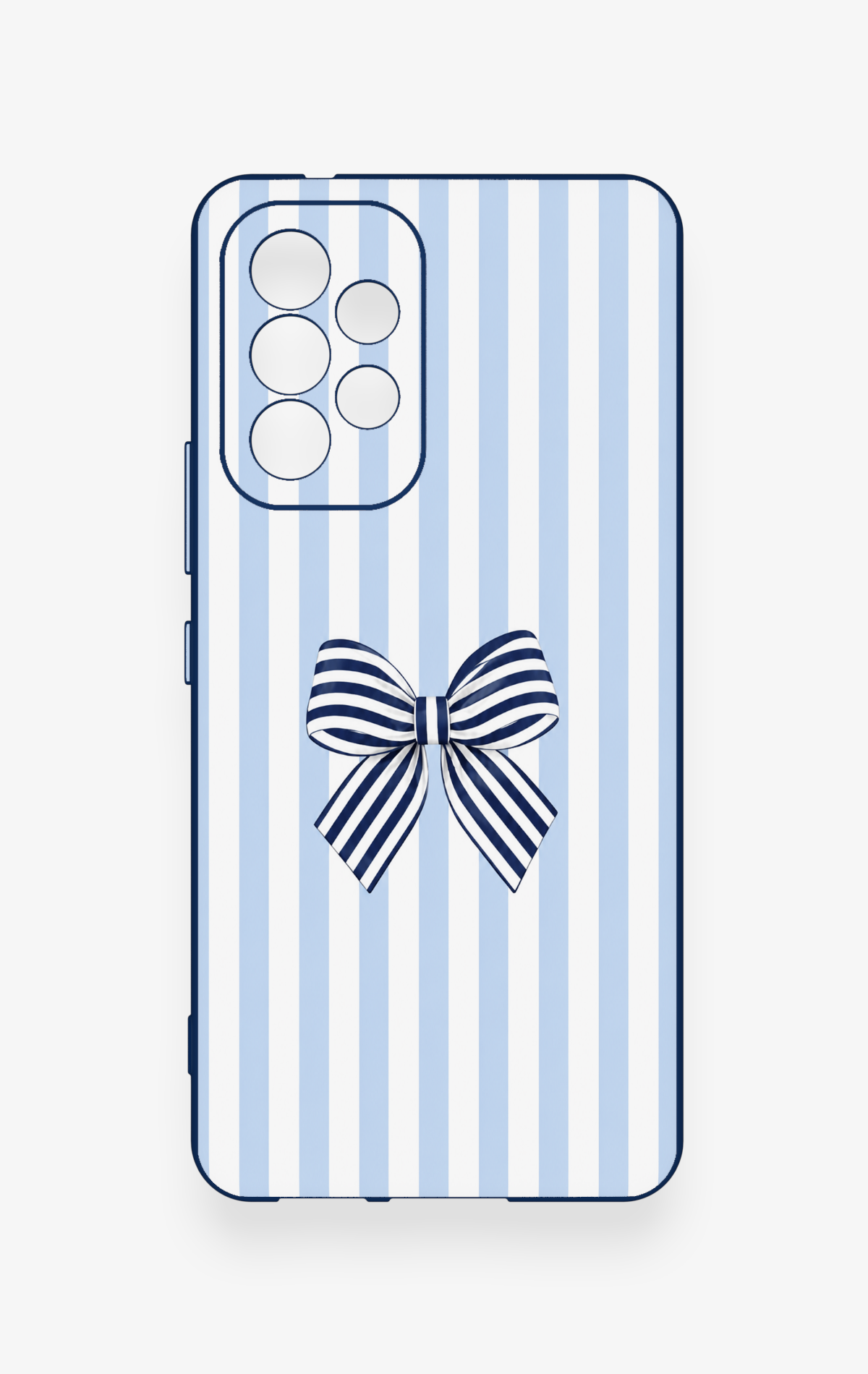 Samsung A53 Uyumlu Mavi Beyaz Kurdele Desenli Silikon Kılıf