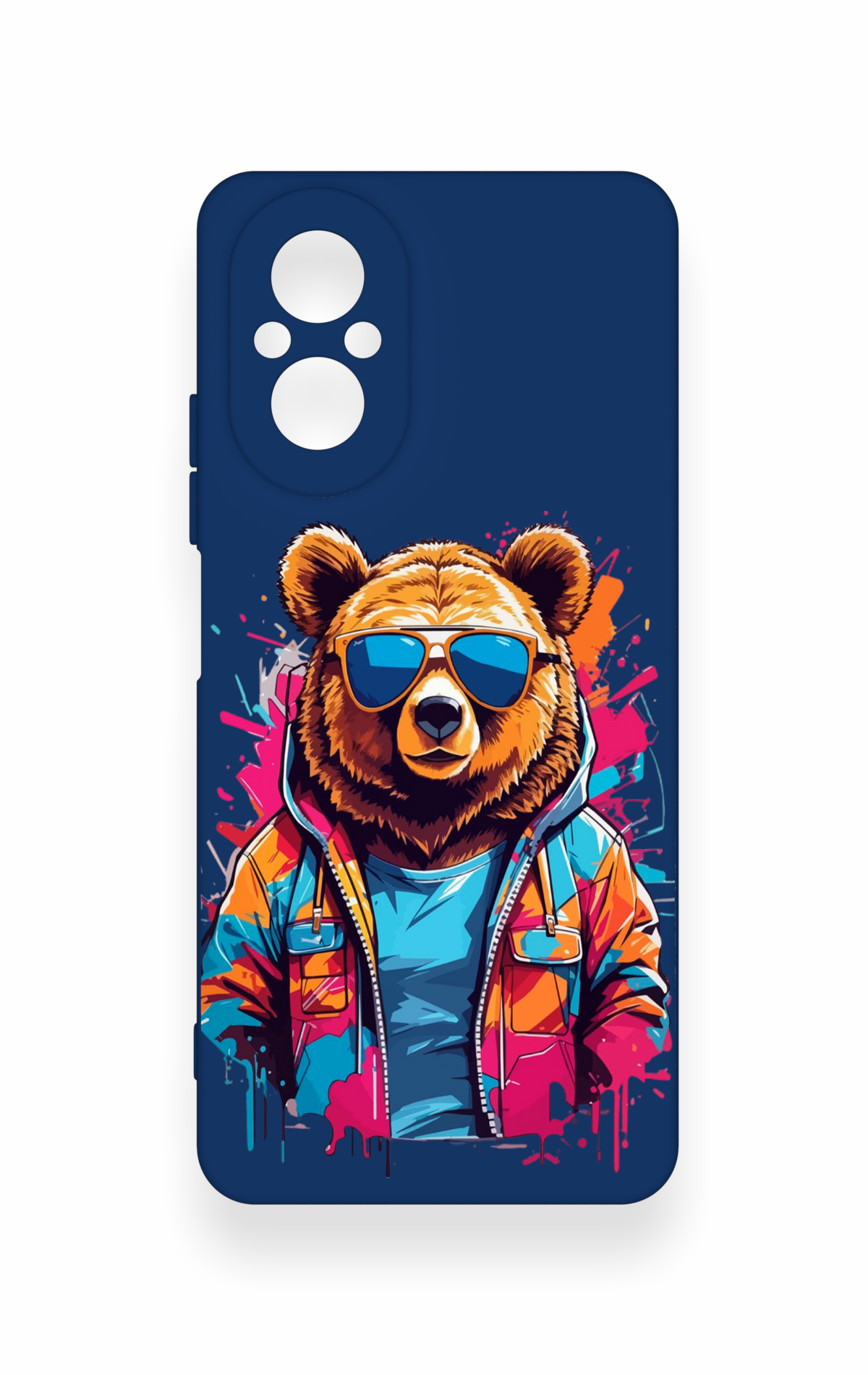 Realme 12 Lite Uyumlu Gözlüklü Ayı Desenli Silikon Kılıf