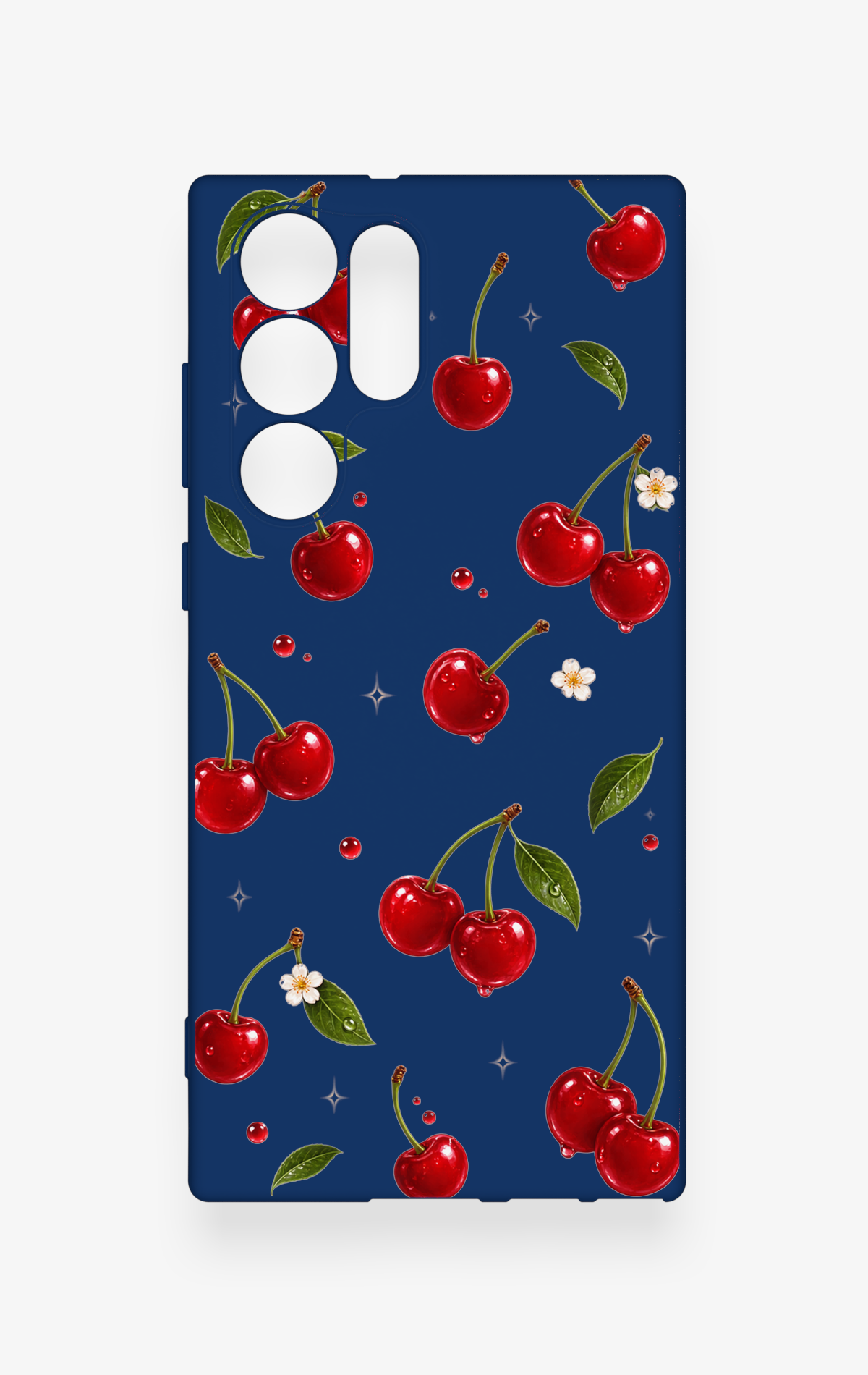 Samsung S22 Ultra Uyumlu Kiraz Papatya Desenli Silikon Kılıf