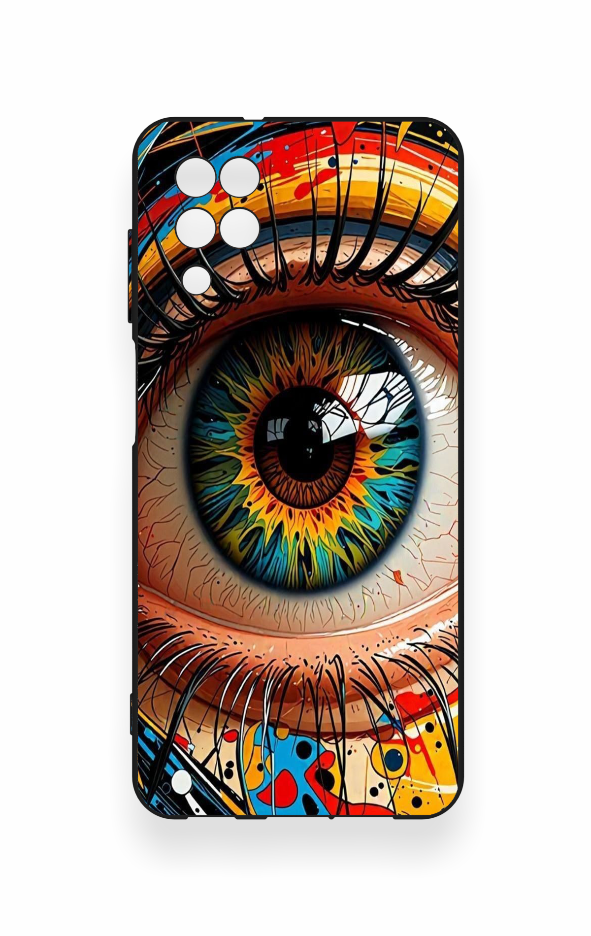 Samsung A12 Uyumlu Renkli Göz Bebeği Desenli Silikon Kılıf