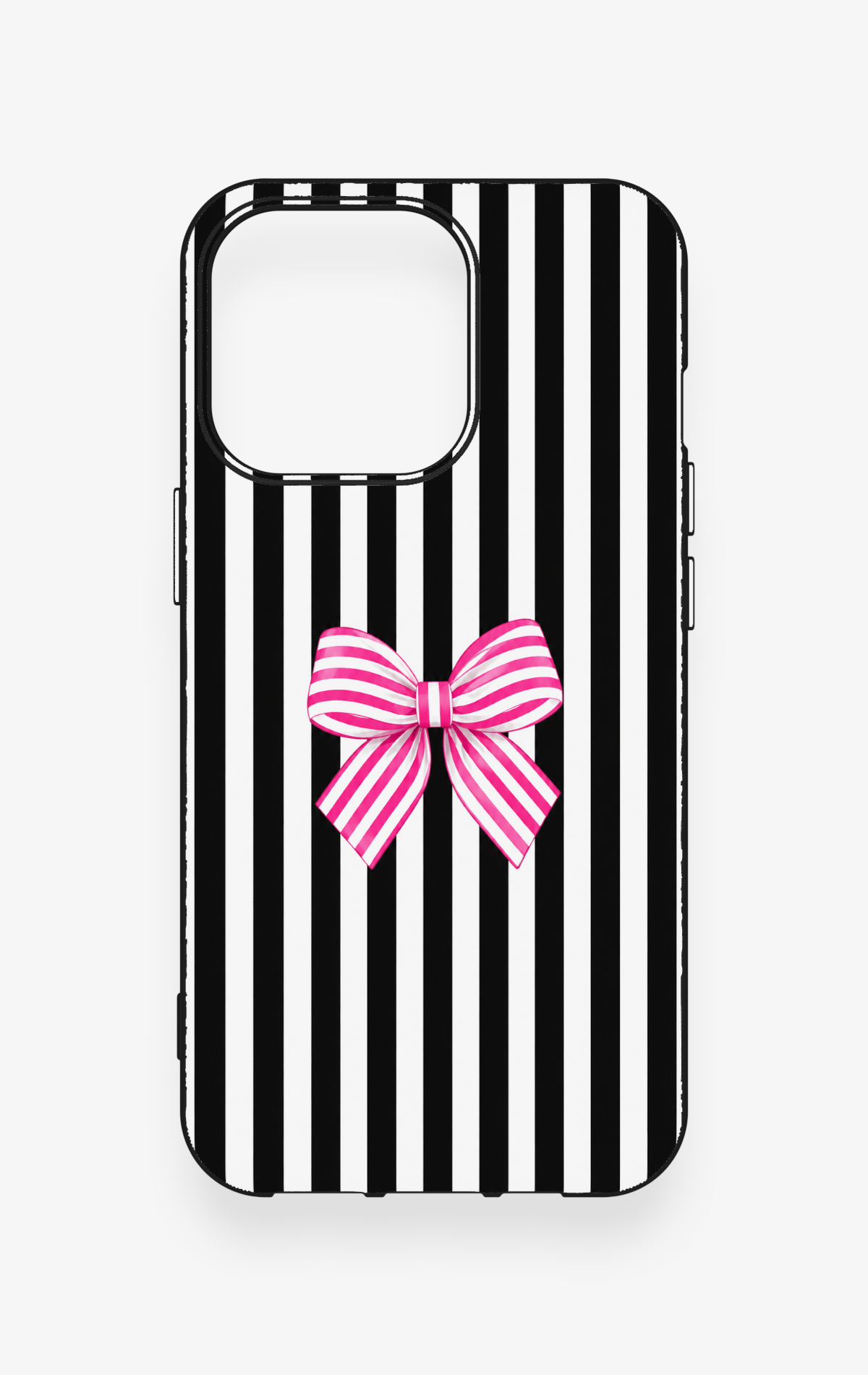 iPhone 13 Pro Uyumlu Pembe Beyaz Kurdele Desenli Silikon Kılıf