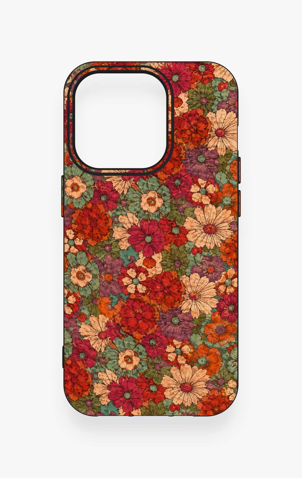 iPhone 14 Pro Uyumlu Pastel Çiçek Bahçesi Desenli Silikon Kılıf