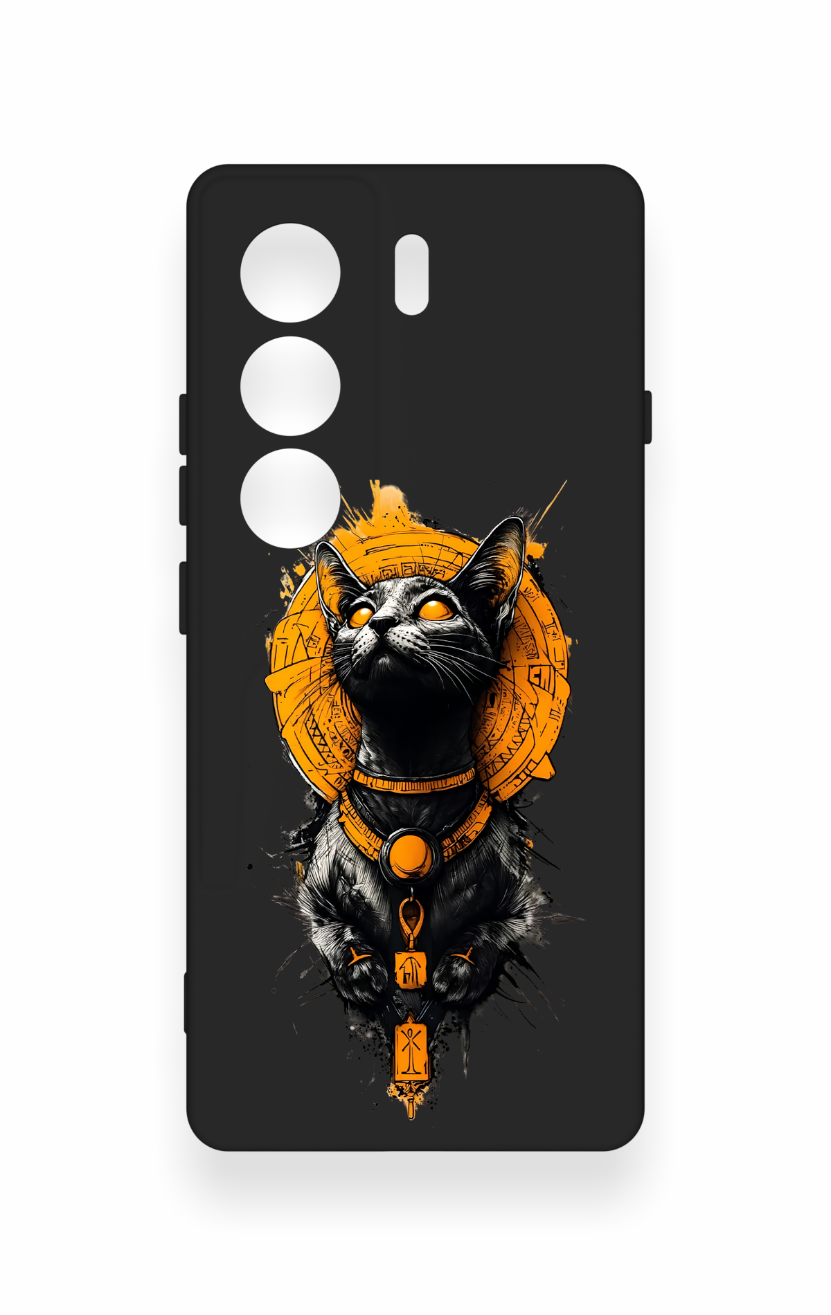 Tecno Camon 40 4G Uyumlu Mısırlı Kedi Tanrısı Desenli Silikon Kılıf