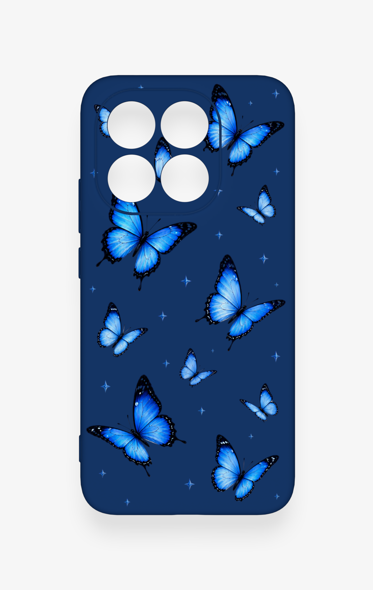 Mi 15T 5G Uyumlu Parlak Mavi Kelebek Desenli Silikon Kılıf