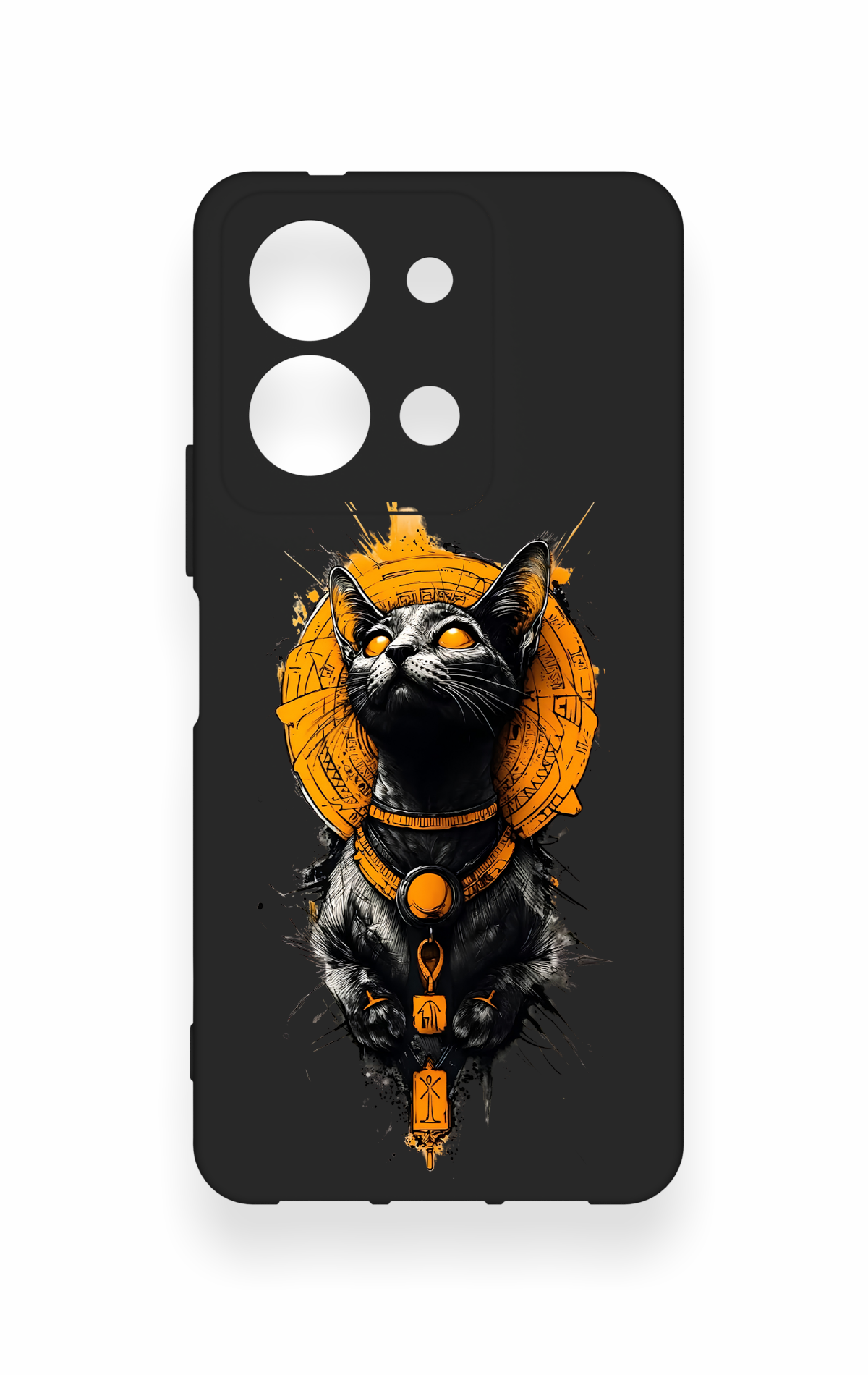 Vivo Y36 Uyumlu Mısırlı Kedi Tanrısı Desenli Silikon Kılıf