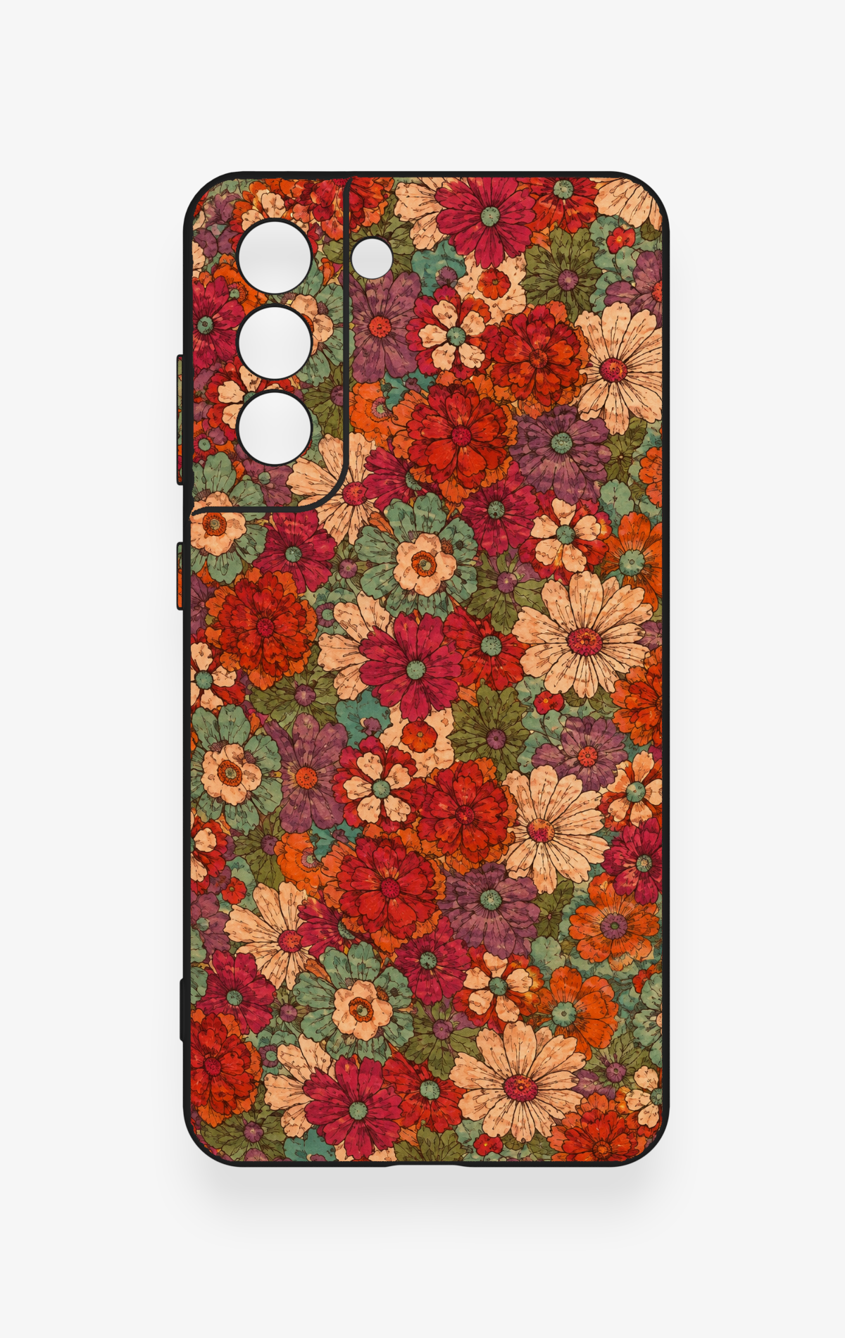 Samsung-S21FE Uyumlu Pastel Çiçek Bahçesi Desenli Silikon Kılıf