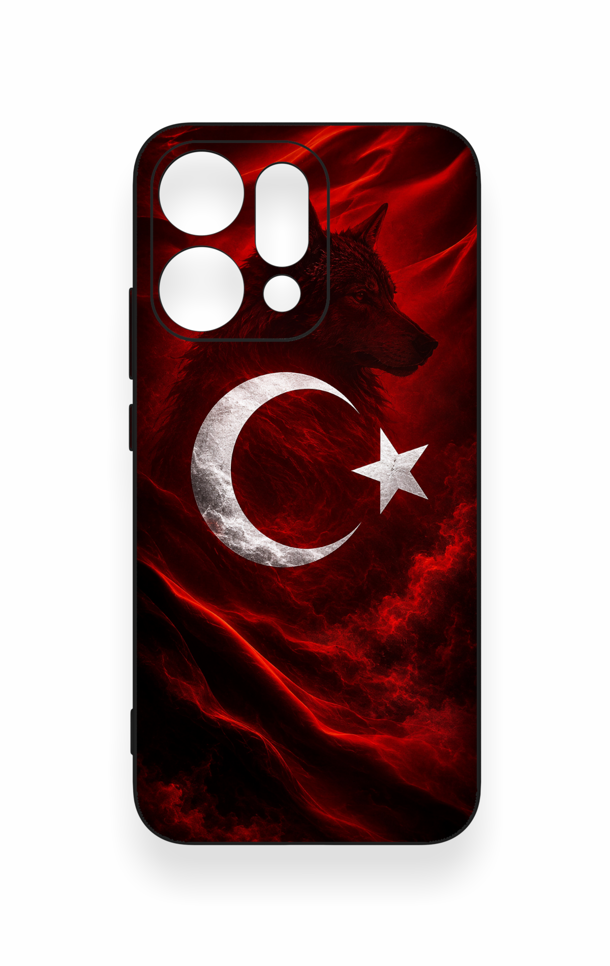 Oppo Reno 14 Uyumlu Kurt Türk Bayrağı Desenli Silikon Kılıf