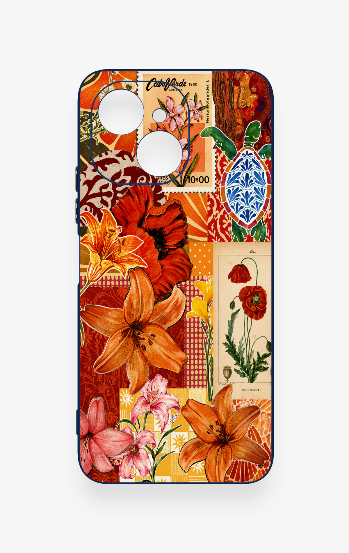 Tecno Spark 40C Uyumlu Turuncu Zambak Desenli Silikon Kılıf