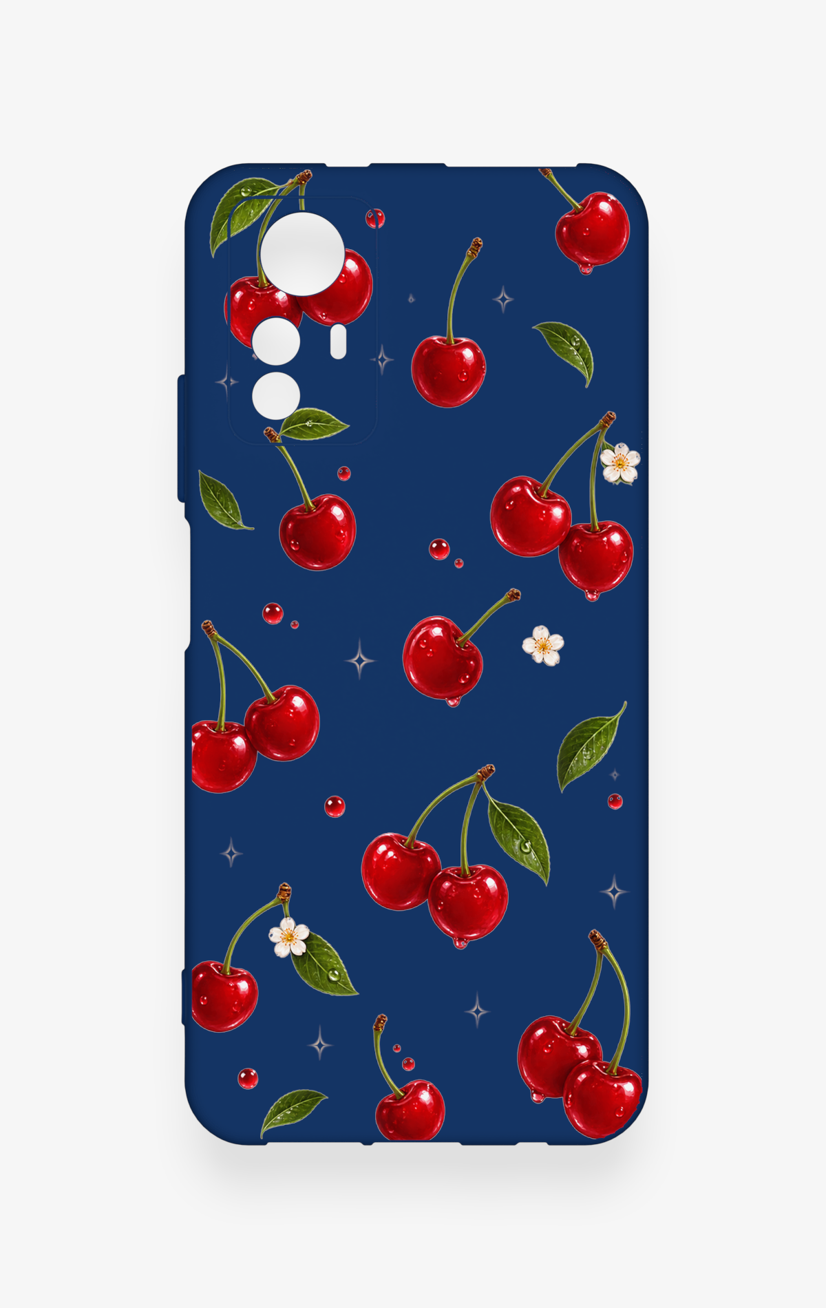 Redmi Note 12S Uyumlu Kiraz Papatya Desenli Silikon Kılıf