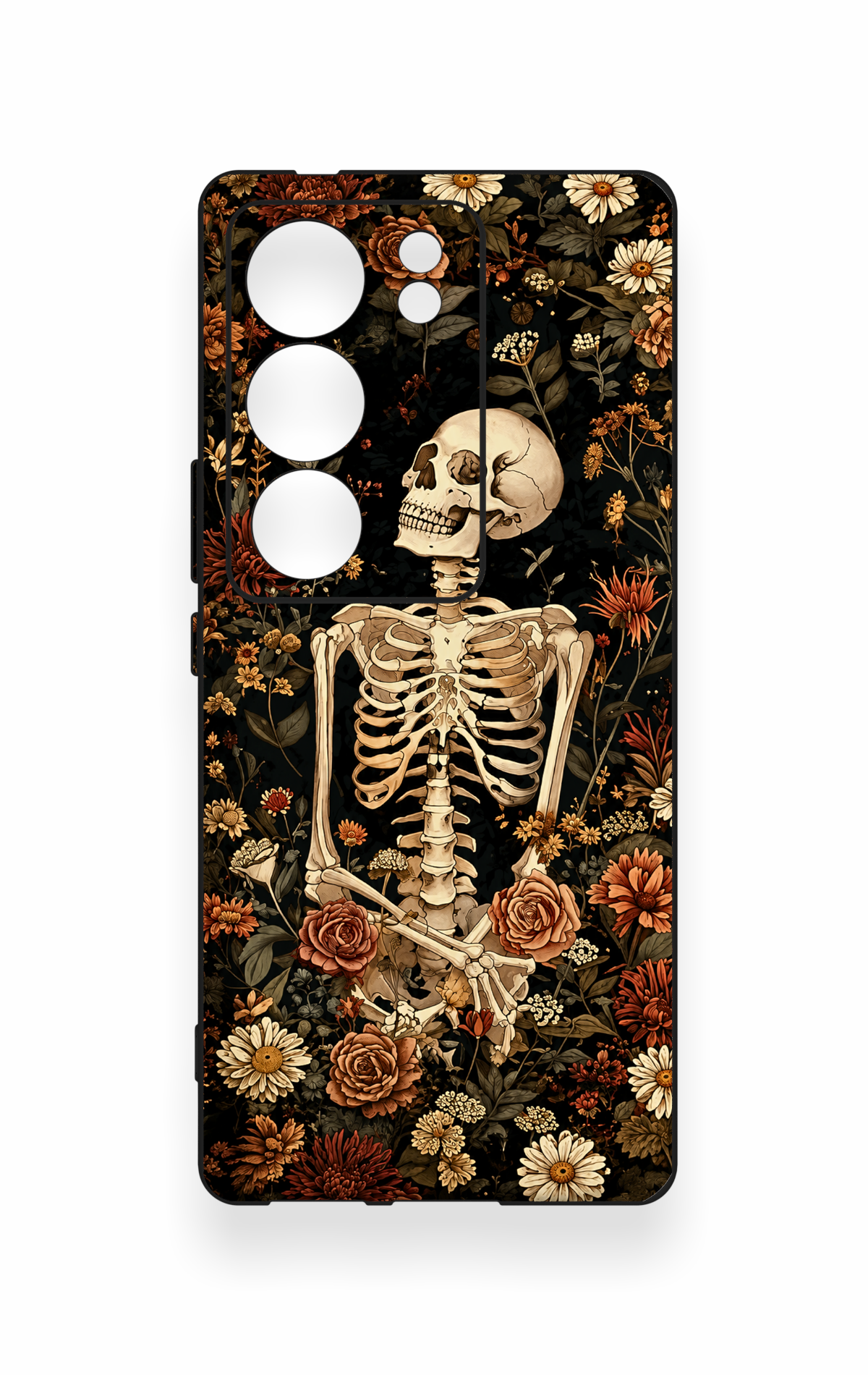 Vivo V29 Uyumlu Çiçek İskelet Desenli Silikon Kılıf