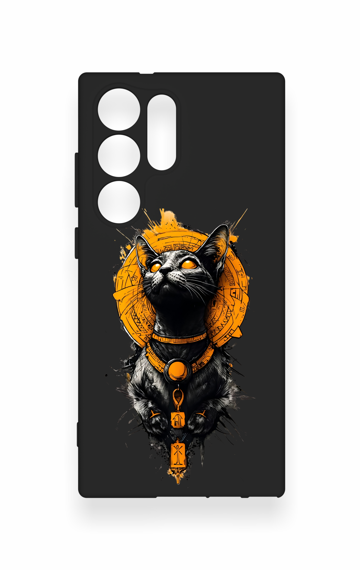 Samsung S23 Ultra Uyumlu Mısırlı Kedi Tanrısı Desenli Silikon Kılıf