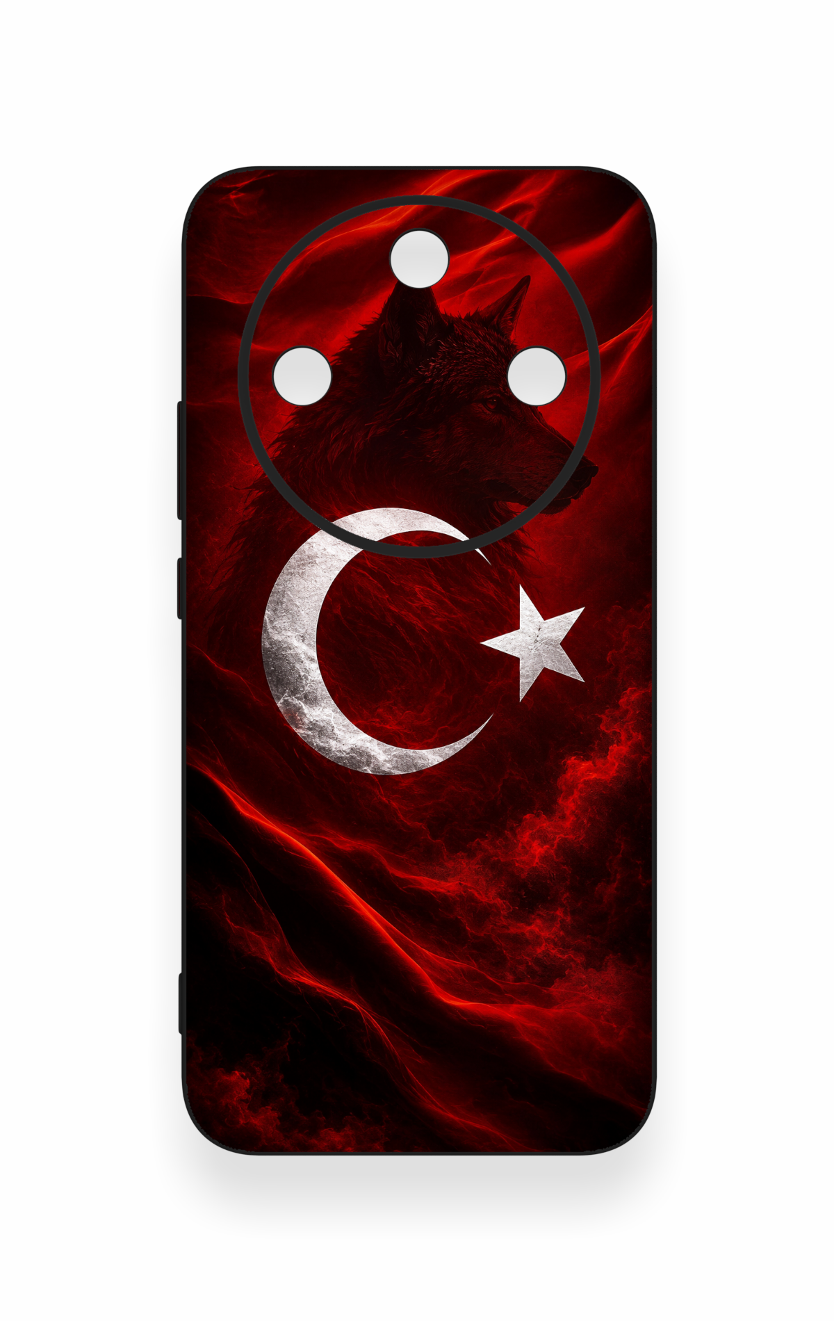 Honor Magic 8 Lite Uyumlu Kurt Türk Bayrağı Desenli Silikon Kılıf