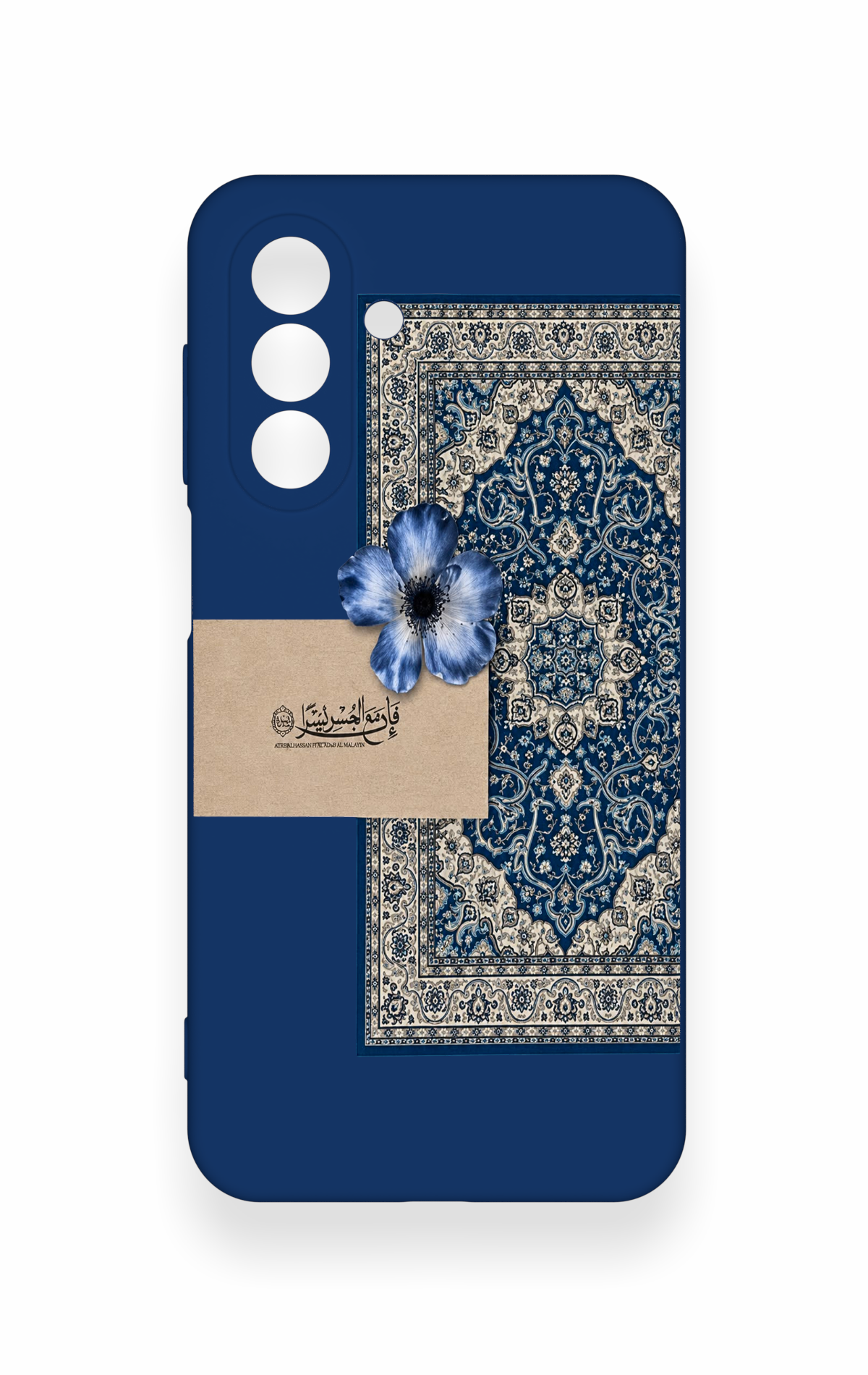 Samsung A17 Uyumlu Mavi Etnik Halı Desenli Silikon Kılıf