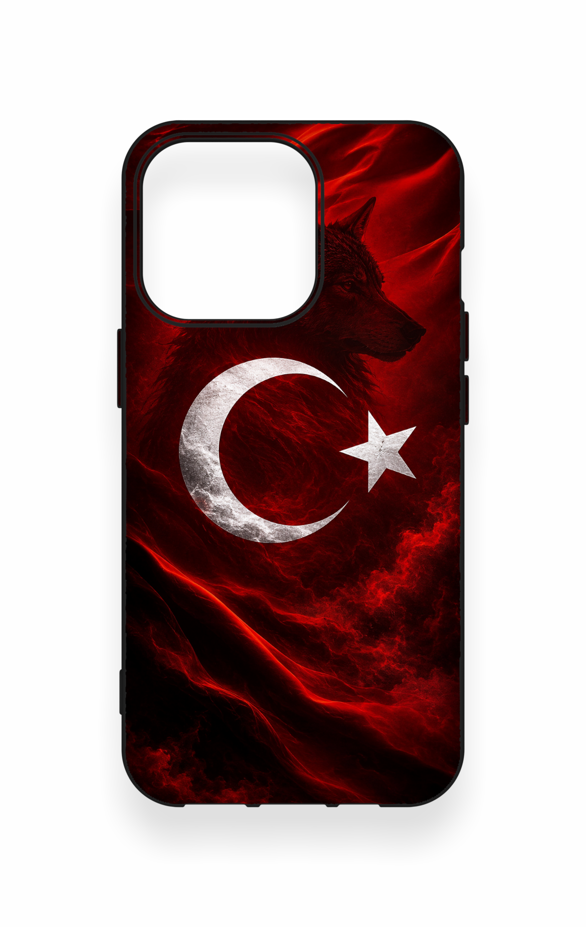 iPhone 13 Pro Uyumlu Kurt Türk Bayrağı Desenli Silikon Kılıf